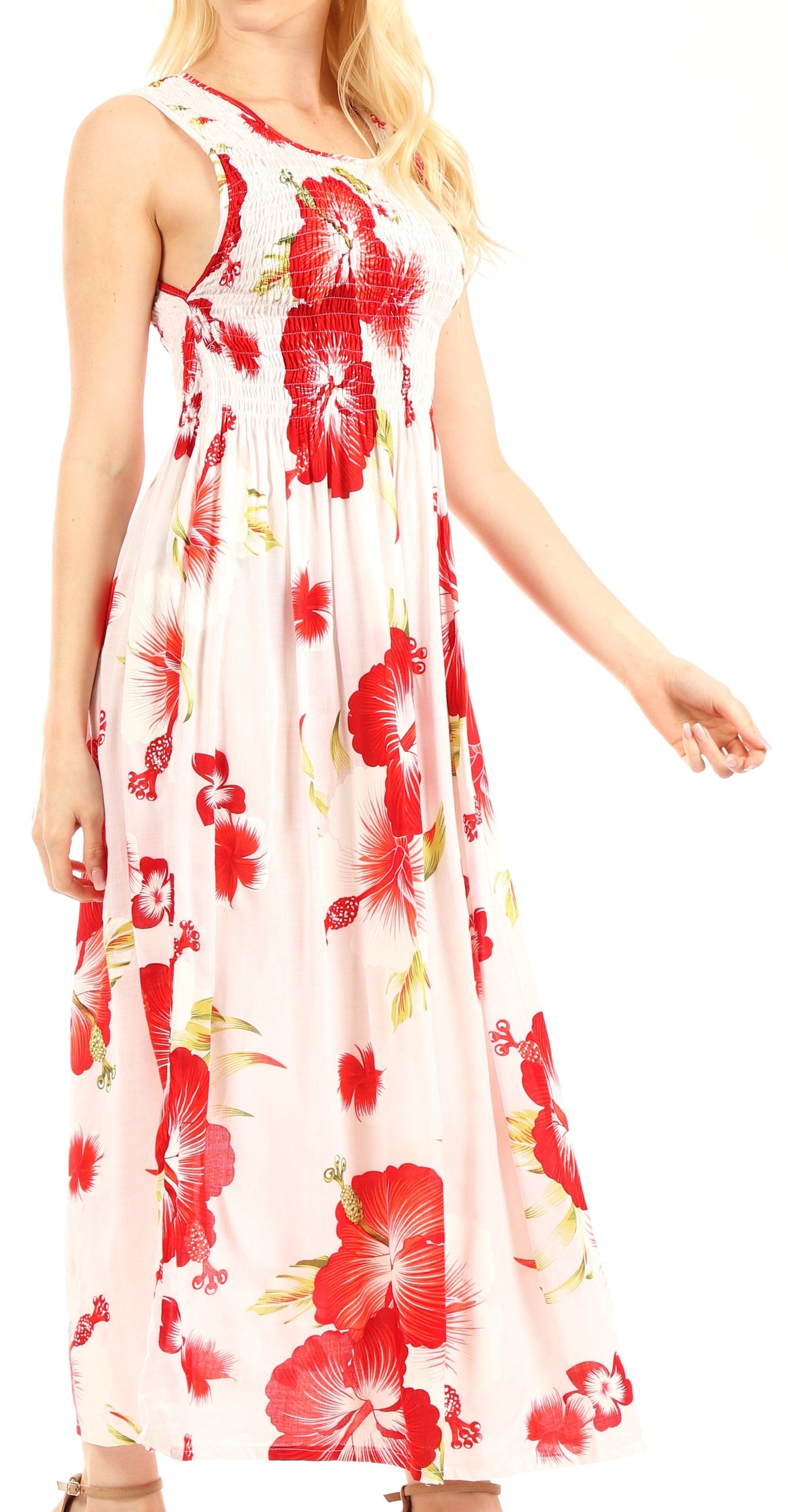 Sakkas Iyabo Women's Sleeveless Casual Summer Floral Print Dress Maxi Long Stretch - Concordia Style Boutique