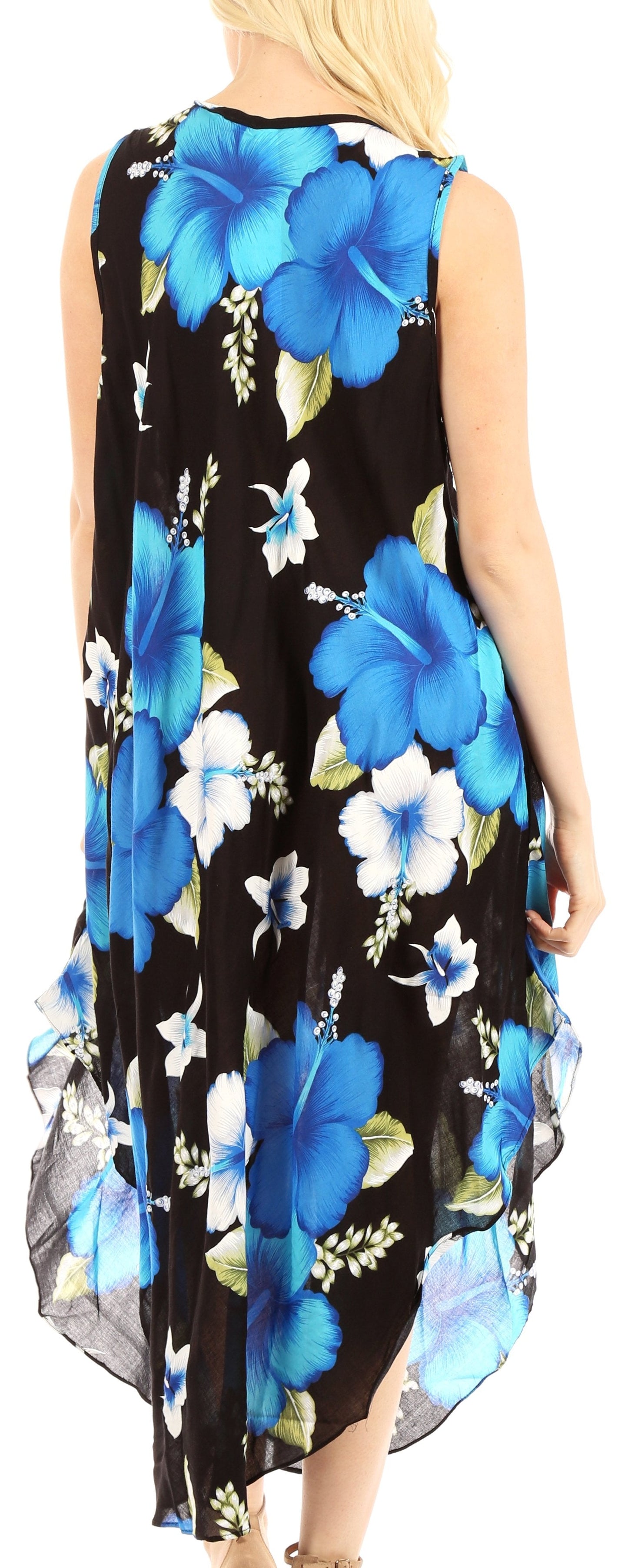 Sakkas Aba Women's Casual Summer Floral Print Sleeveless Loose Dress Cover-up - Concordia Style Boutique