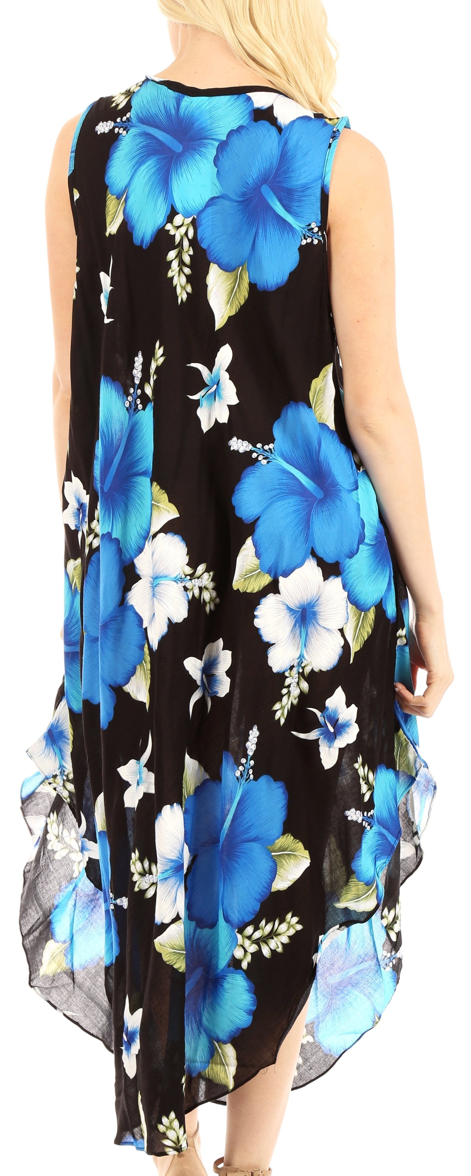 Sakkas Aba Women's Casual Summer Floral Print Sleeveless Loose Dress Cover-up - Concordia Style Boutique