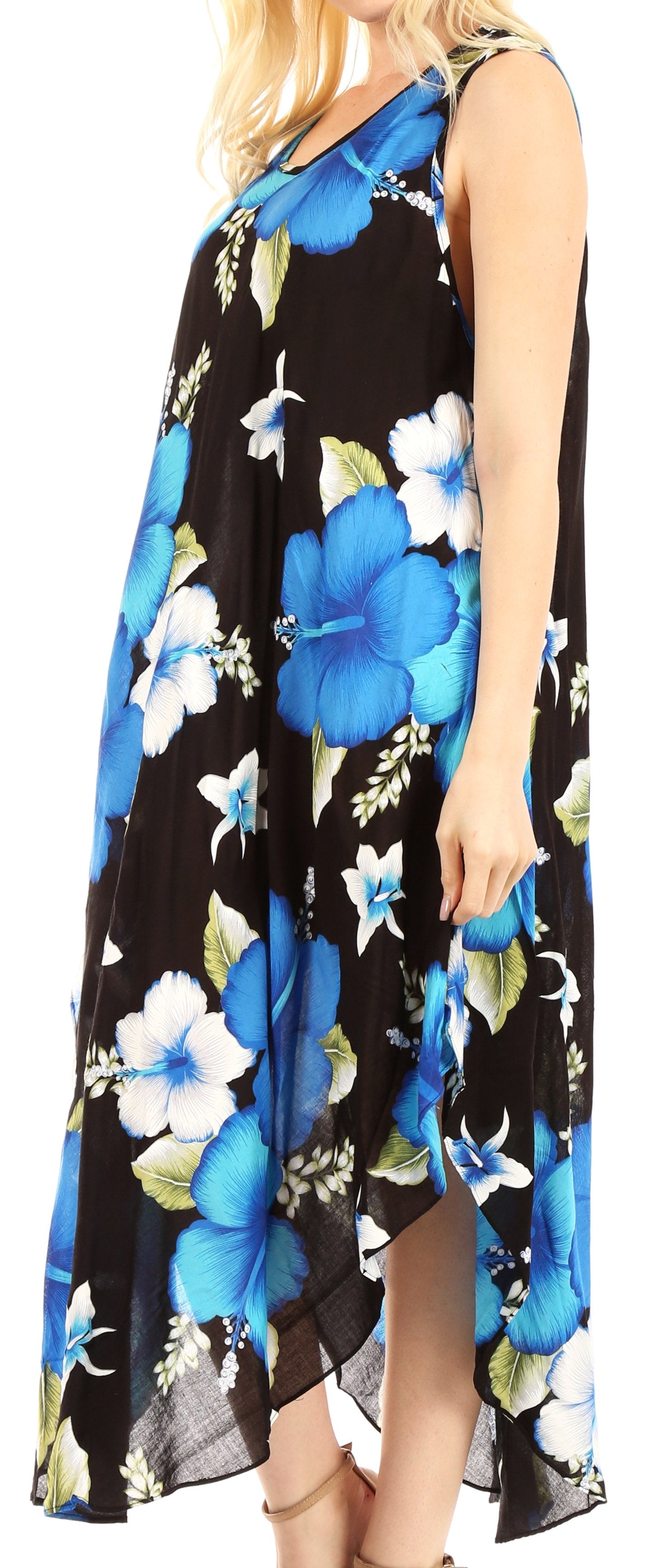 Sakkas Aba Women's Casual Summer Floral Print Sleeveless Loose Dress Cover-up - Concordia Style Boutique