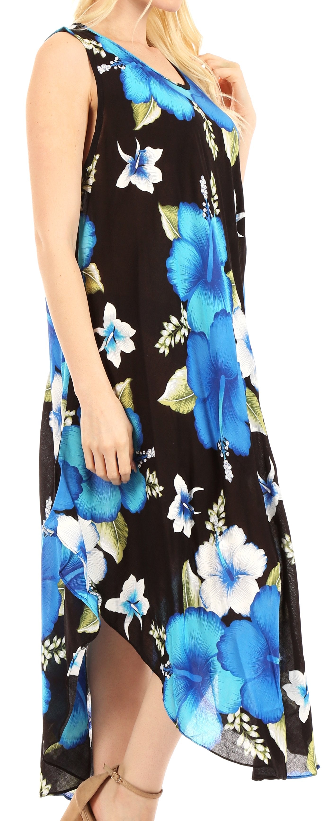 Sakkas Aba Women's Casual Summer Floral Print Sleeveless Loose Dress Cover-up - Concordia Style Boutique