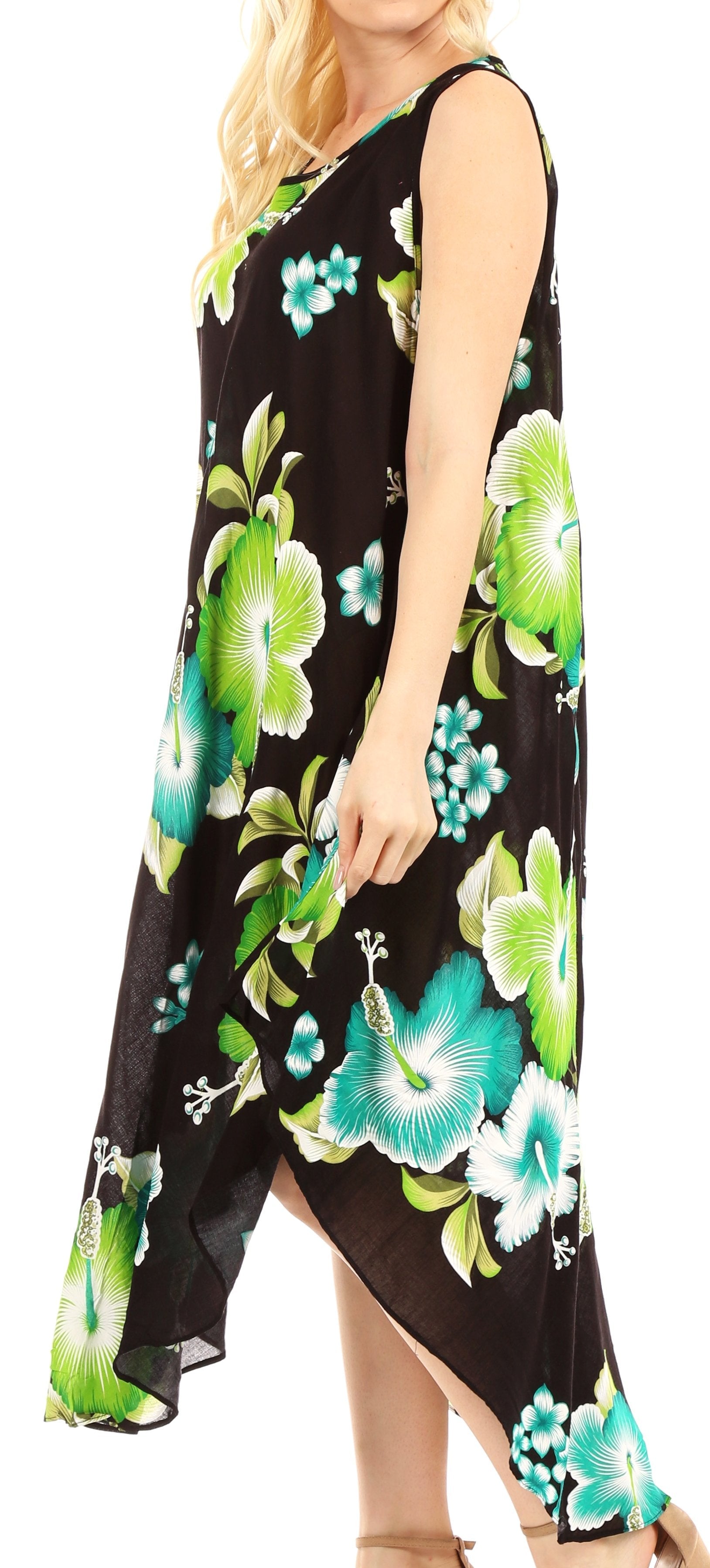 Sakkas Aba Women's Casual Summer Floral Print Sleeveless Loose Dress Cover-up - Concordia Style Boutique