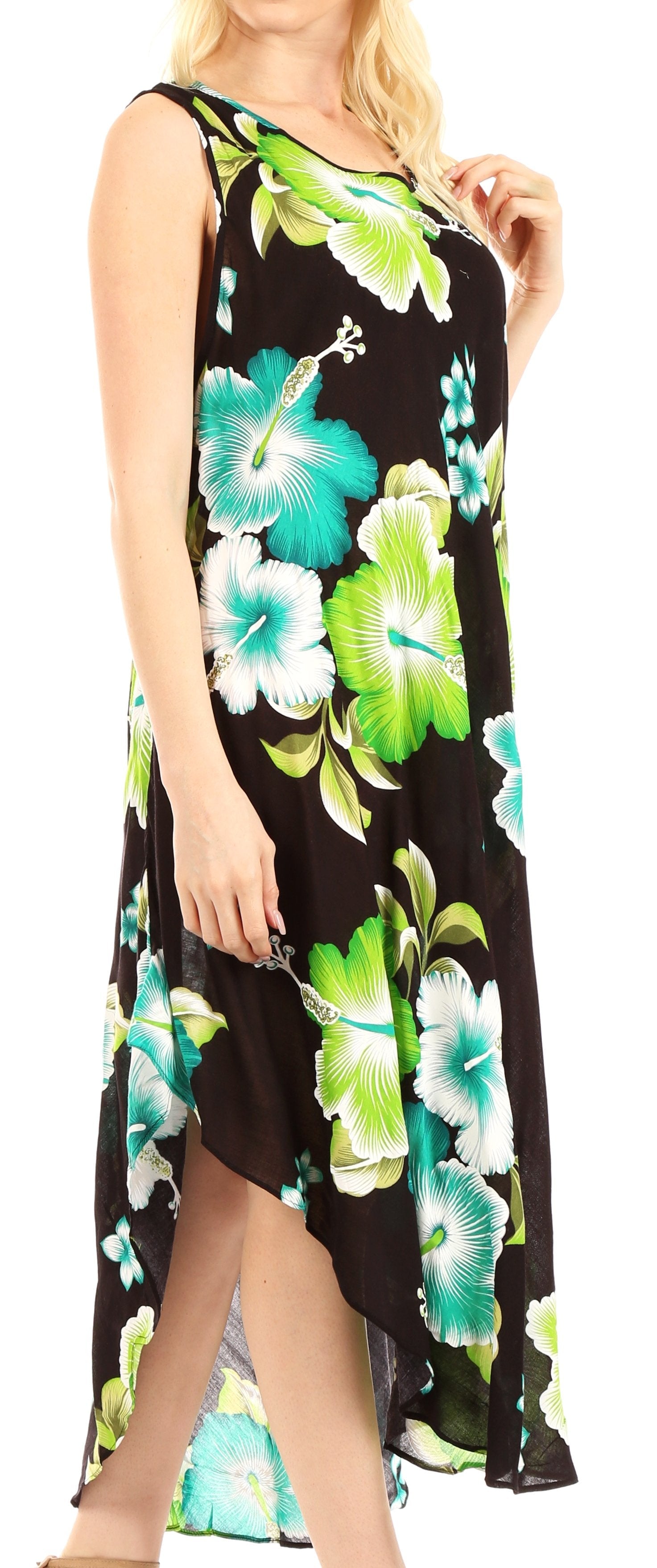 Sakkas Aba Women's Casual Summer Floral Print Sleeveless Loose Dress Cover-up - Concordia Style Boutique