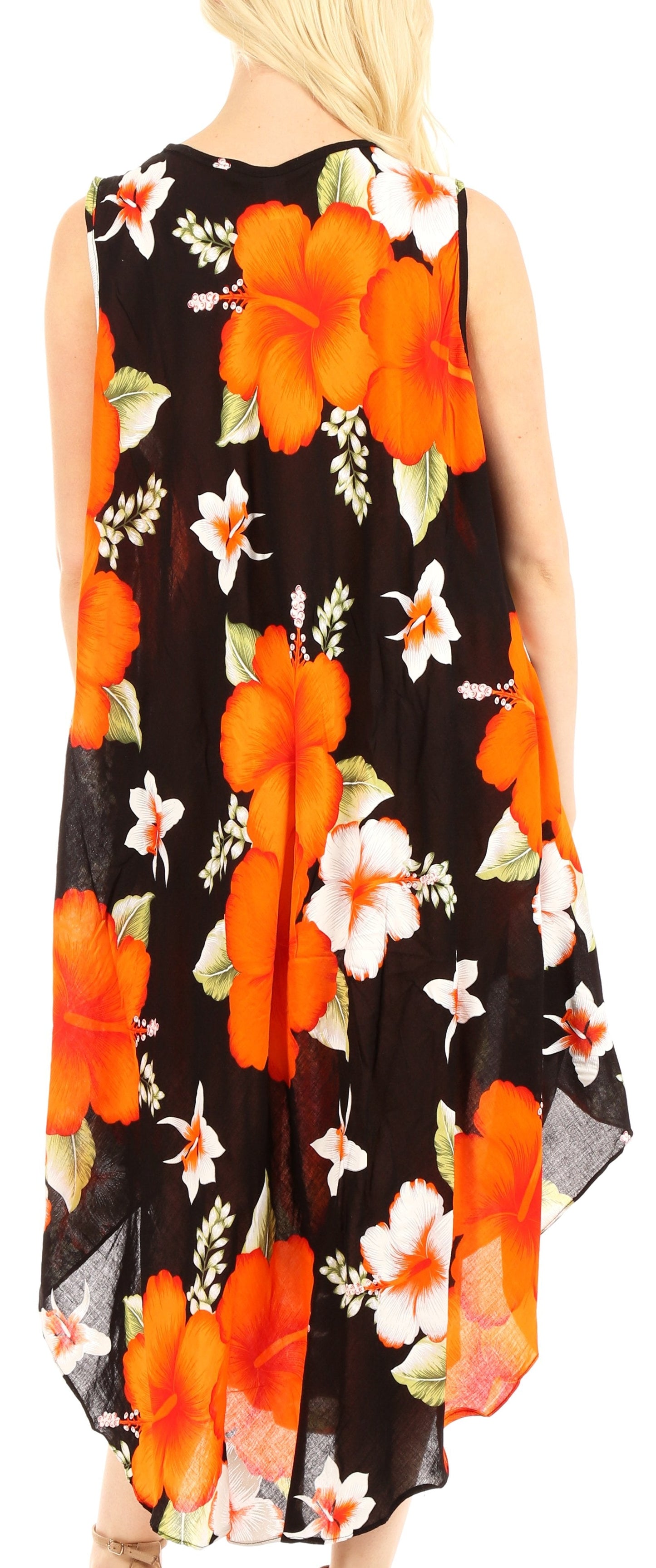 Sakkas Aba Women's Casual Summer Floral Print Sleeveless Loose Dress Cover-up - Concordia Style Boutique