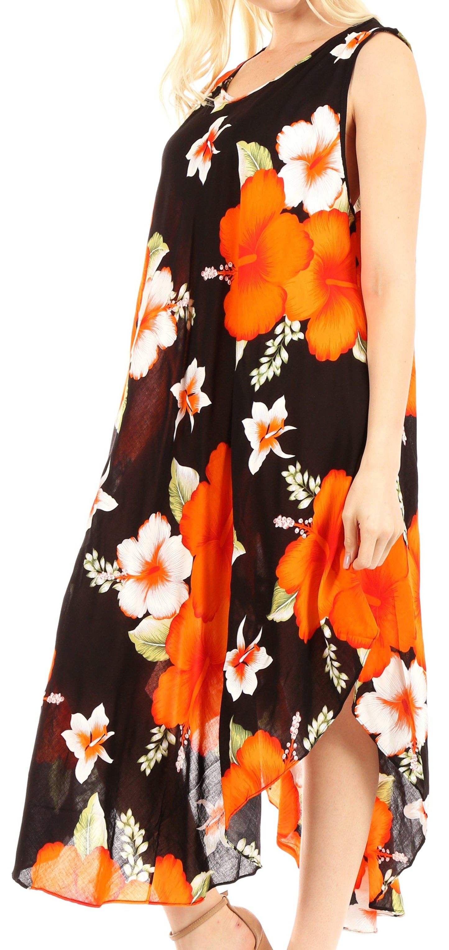 Sakkas Aba Women's Casual Summer Floral Print Sleeveless Loose Dress Cover-up - Concordia Style Boutique