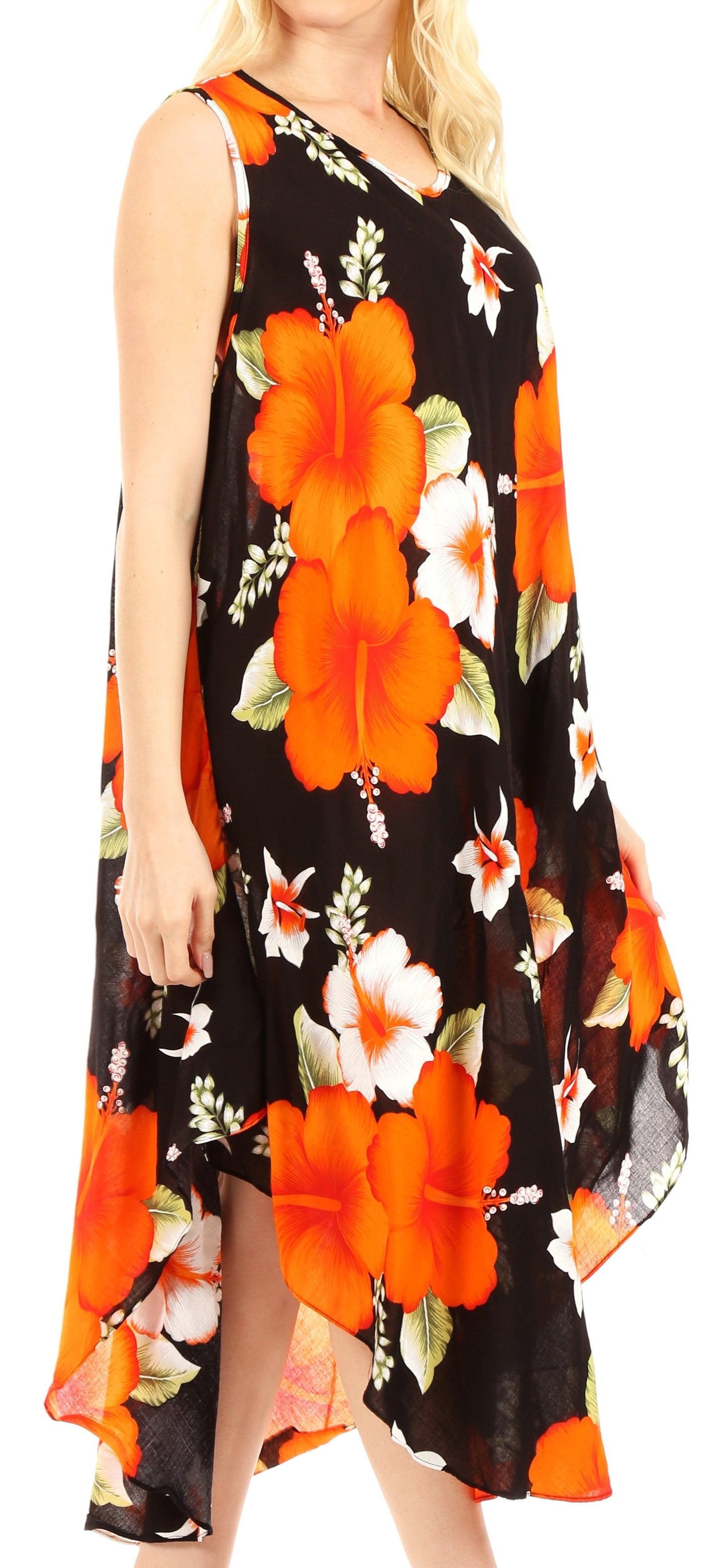 Sakkas Aba Women's Casual Summer Floral Print Sleeveless Loose Dress Cover-up - Concordia Style Boutique