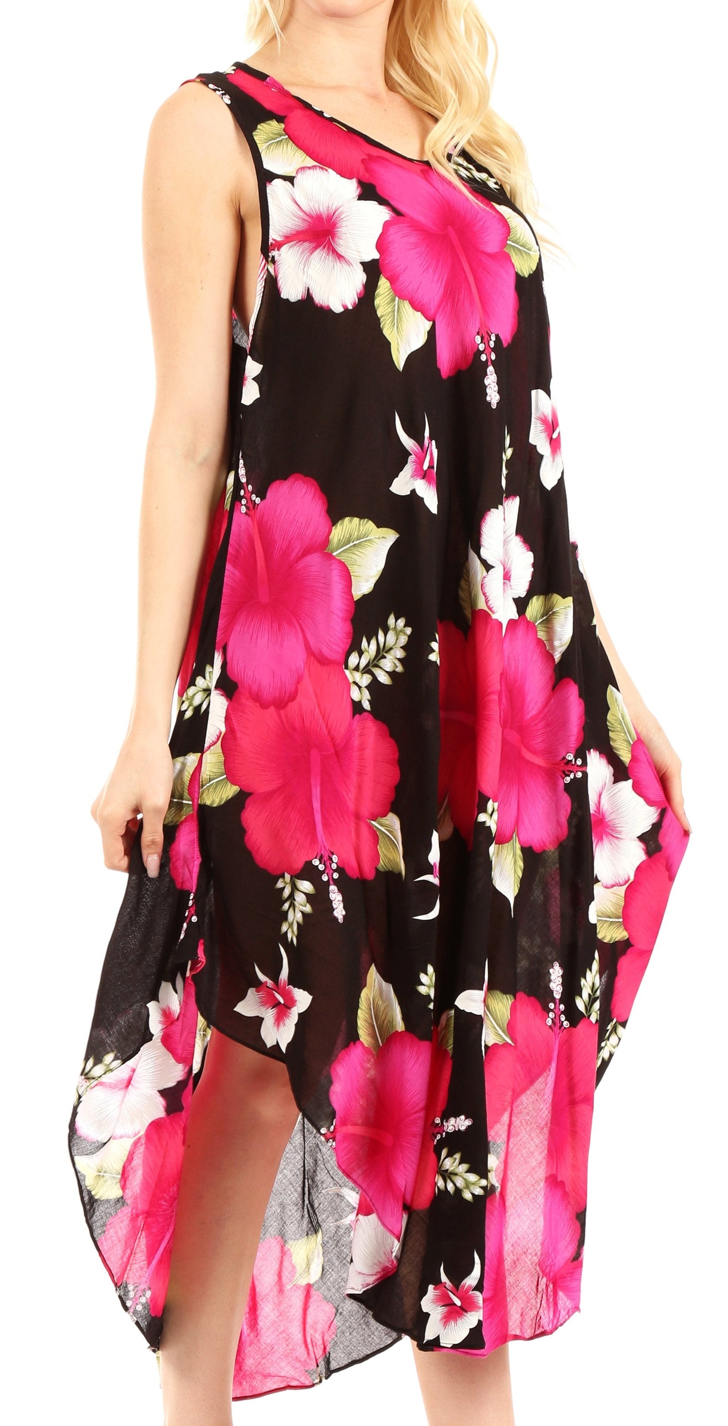 Sakkas Aba Women's Casual Summer Floral Print Sleeveless Loose Dress Cover-up - Concordia Style Boutique