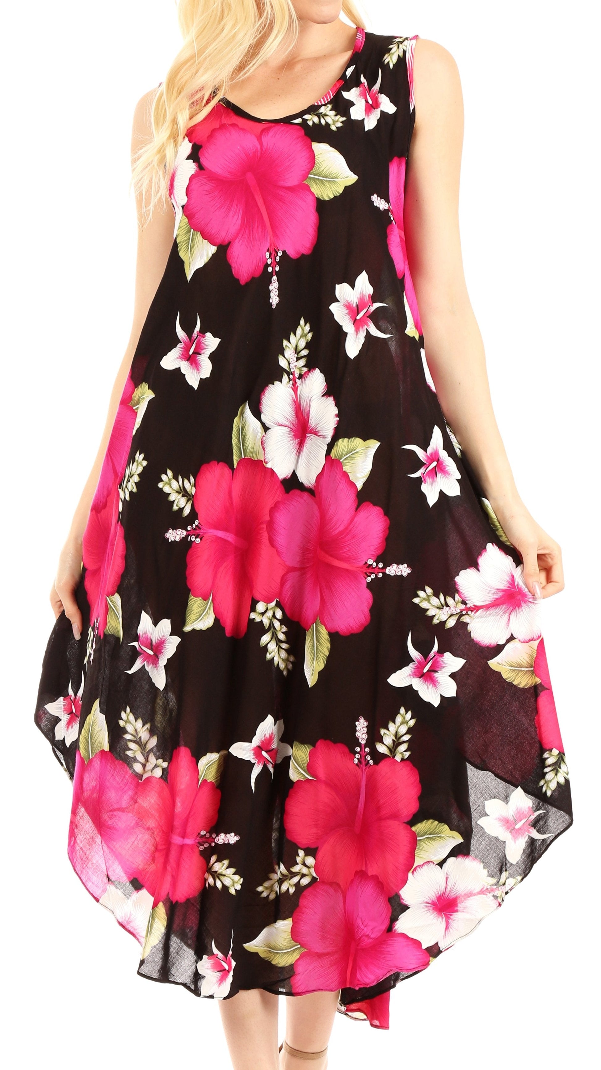 Sakkas Aba Women's Casual Summer Floral Print Sleeveless Loose Dress Cover-up - Concordia Style Boutique