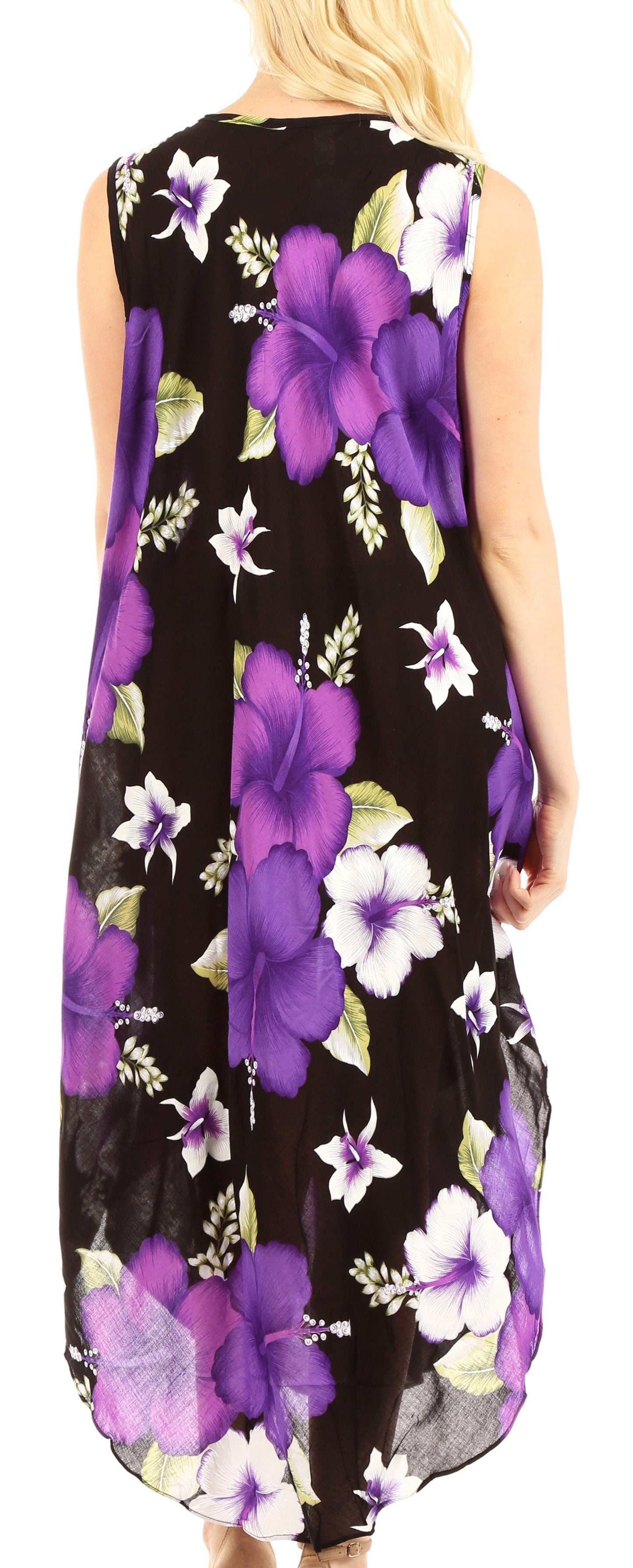 Sakkas Aba Women's Casual Summer Floral Print Sleeveless Loose Dress Cover-up - Concordia Style Boutique