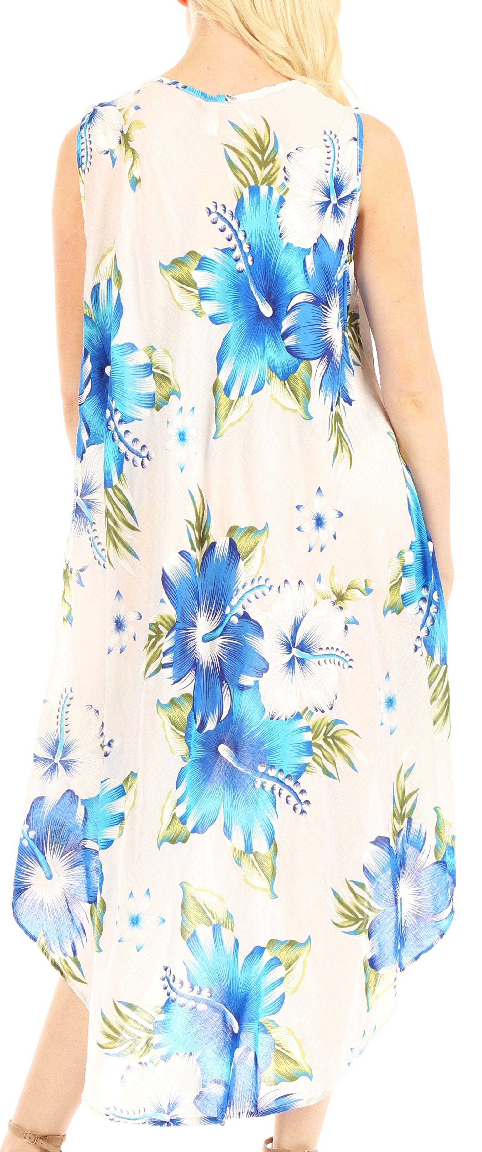 Sakkas Aba Women's Casual Summer Floral Print Sleeveless Loose Dress Cover-up - Concordia Style Boutique