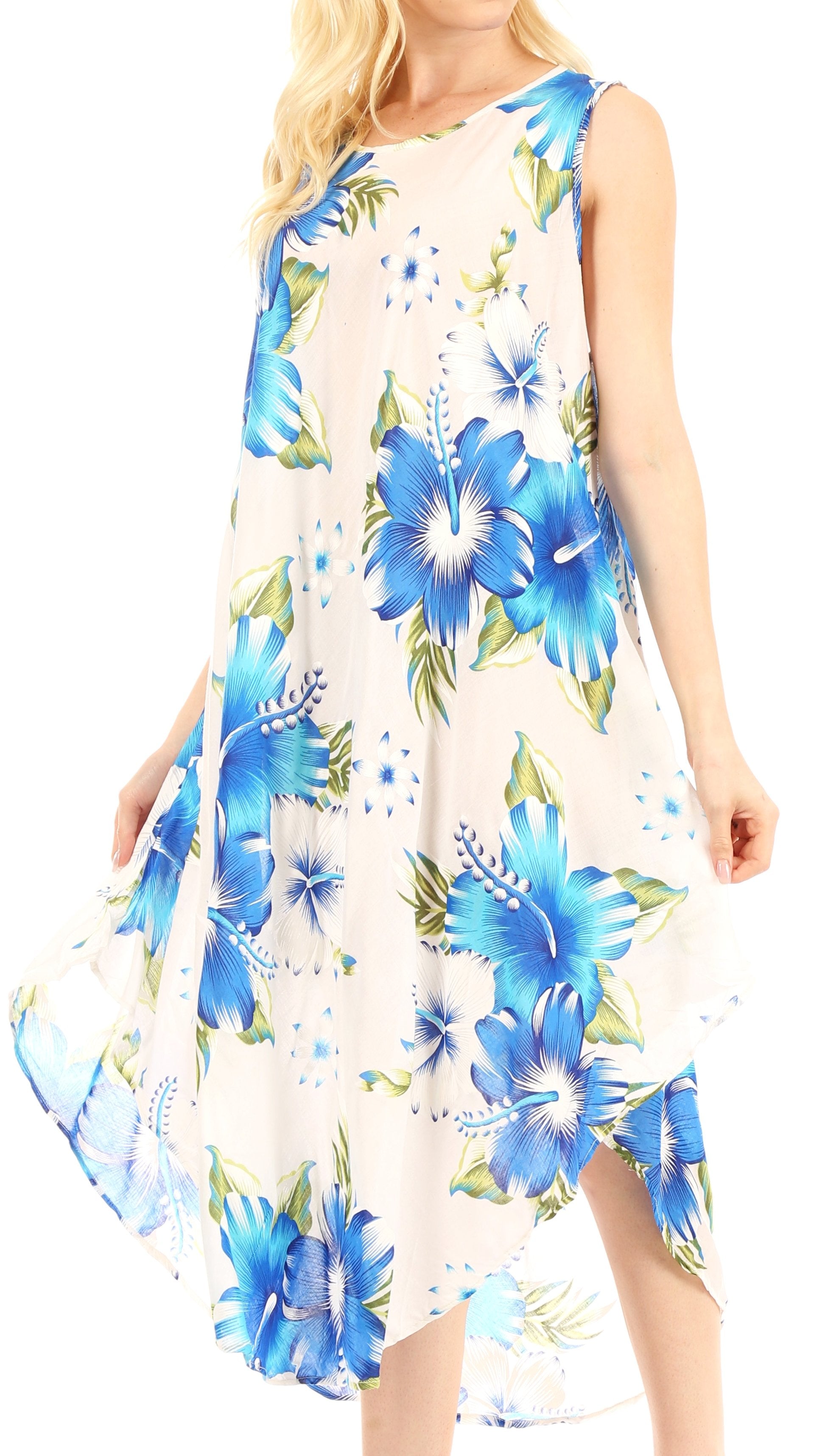 Sakkas Aba Women's Casual Summer Floral Print Sleeveless Loose Dress Cover-up - Concordia Style Boutique