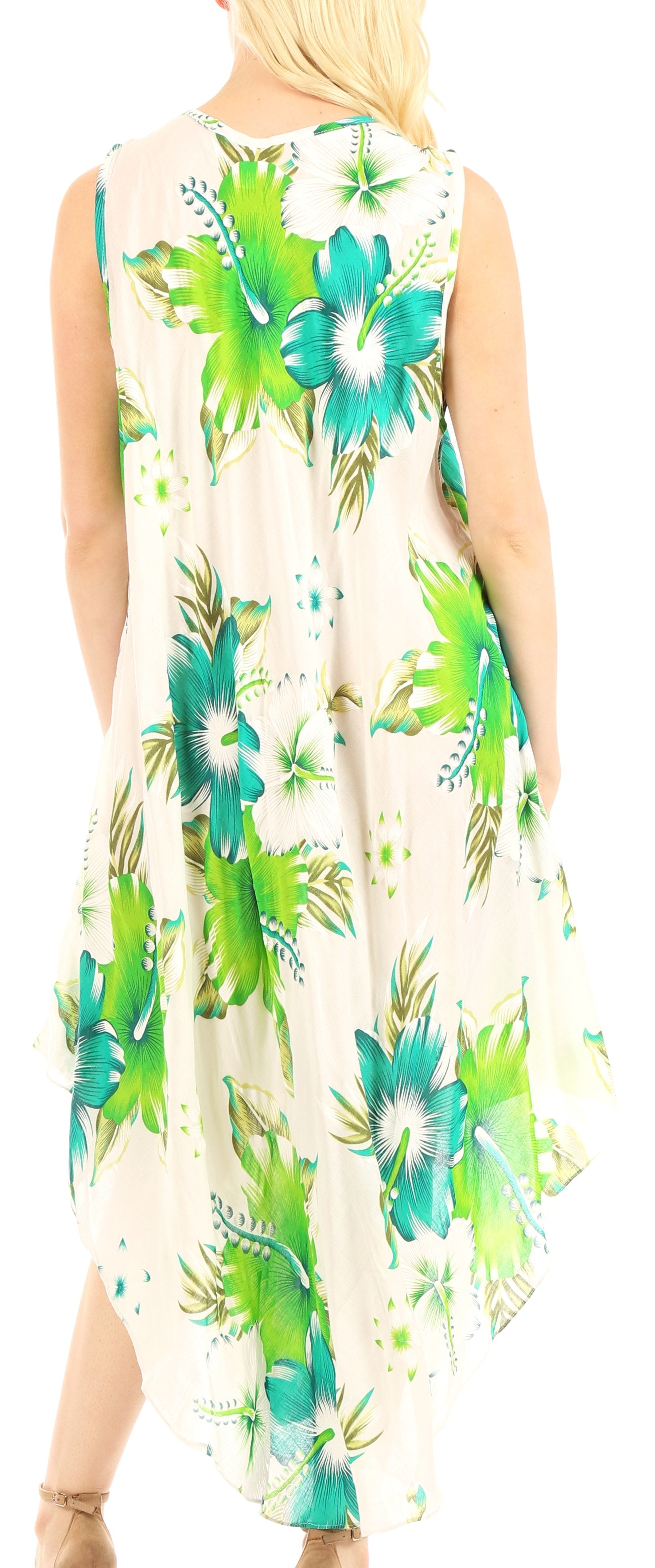 Sakkas Aba Women's Casual Summer Floral Print Sleeveless Loose Dress Cover-up - Concordia Style Boutique