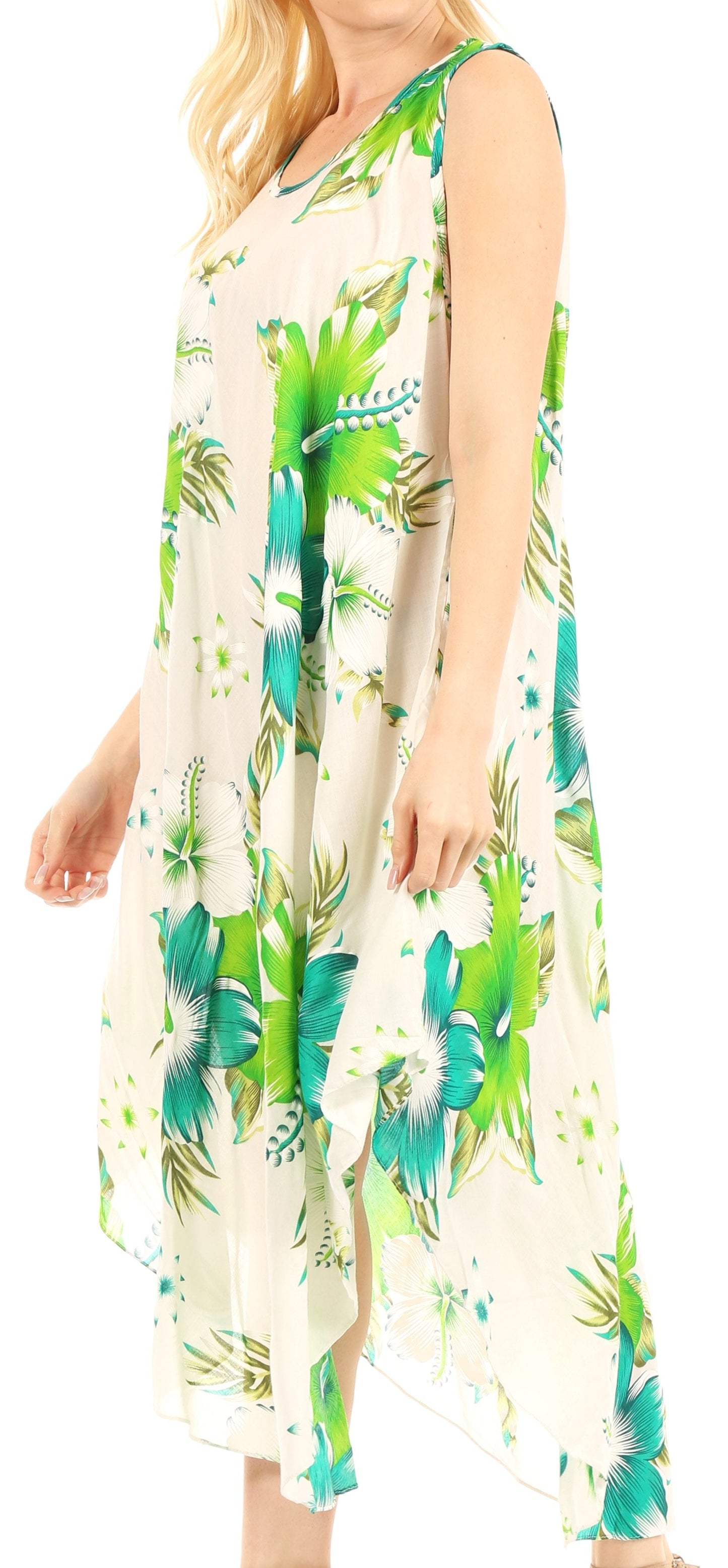Sakkas Aba Women's Casual Summer Floral Print Sleeveless Loose Dress Cover-up - Concordia Style Boutique