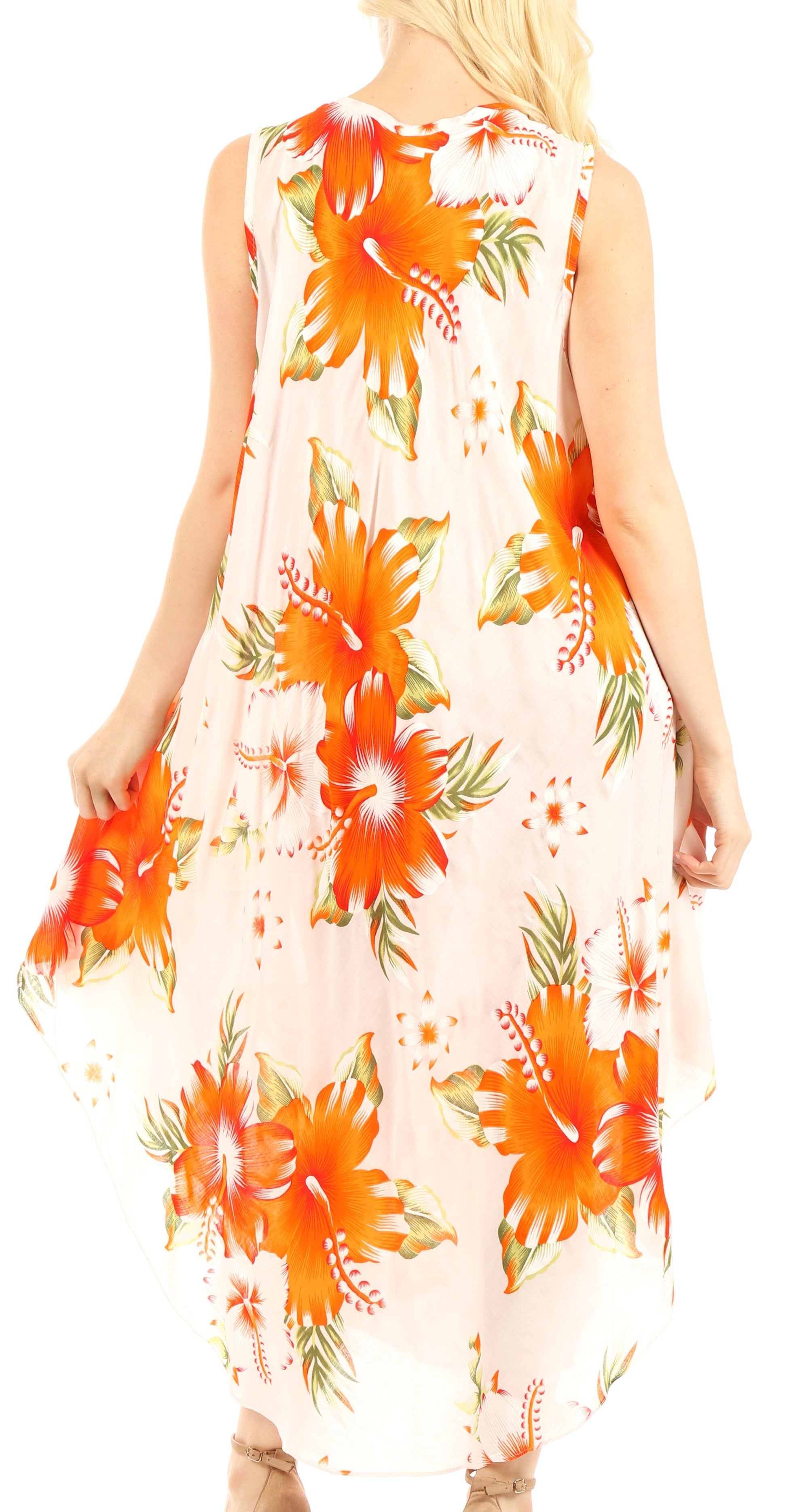 Sakkas Aba Women's Casual Summer Floral Print Sleeveless Loose Dress Cover-up - Concordia Style Boutique