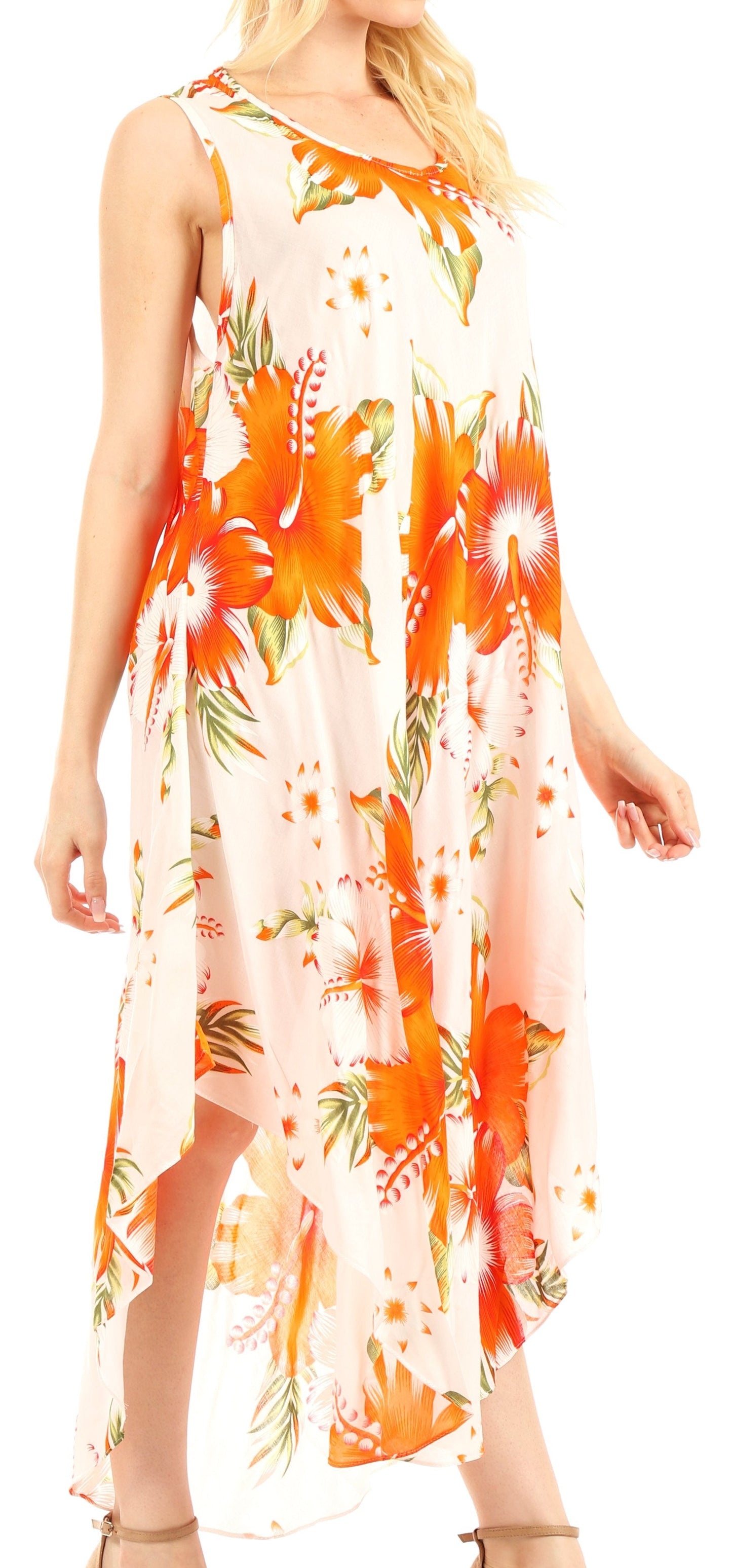 Sakkas Aba Women's Casual Summer Floral Print Sleeveless Loose Dress Cover-up - Concordia Style Boutique