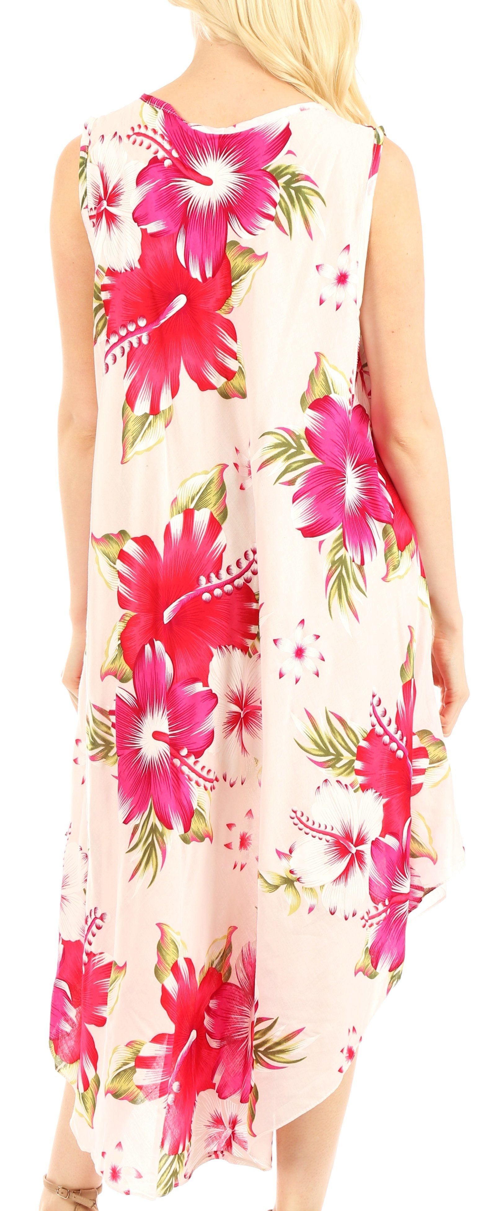 Sakkas Aba Women's Casual Summer Floral Print Sleeveless Loose Dress Cover-up - Concordia Style Boutique