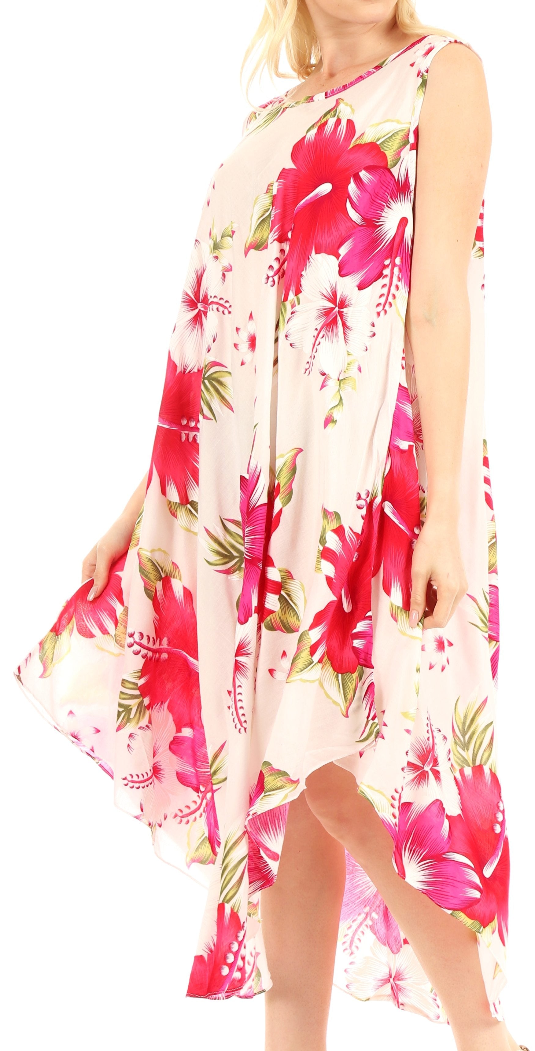 Sakkas Aba Women's Casual Summer Floral Print Sleeveless Loose Dress Cover-up - Concordia Style Boutique