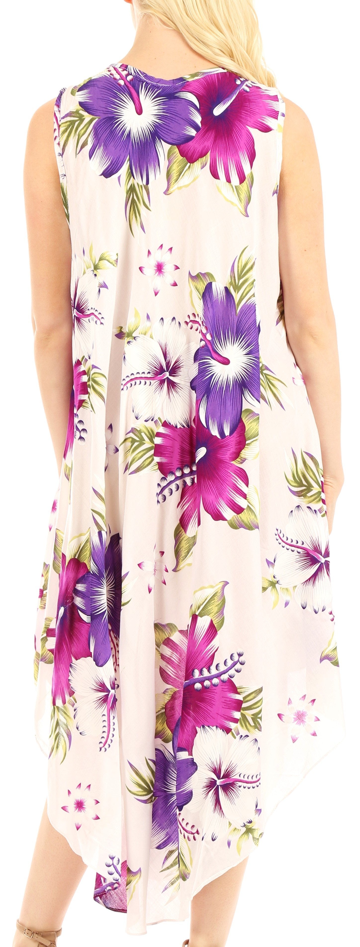 Sakkas Aba Women's Casual Summer Floral Print Sleeveless Loose Dress Cover-up - Concordia Style Boutique