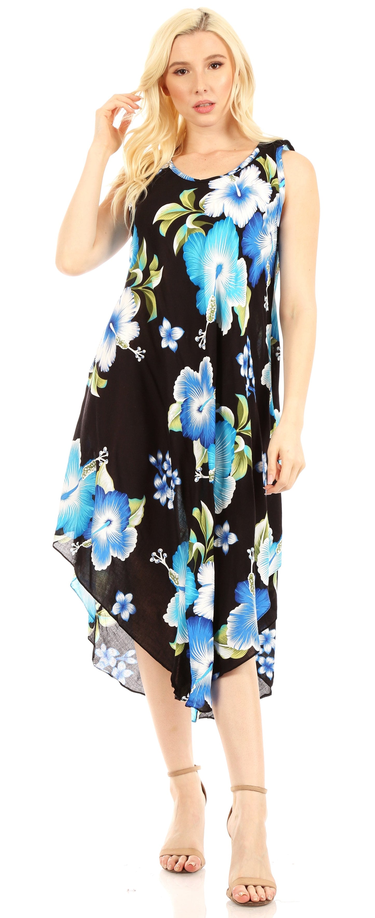 Sakkas Clara Women's Casual Summer Sleeveless Sundress Loose Floral Print Dress - Concordia Style Boutique