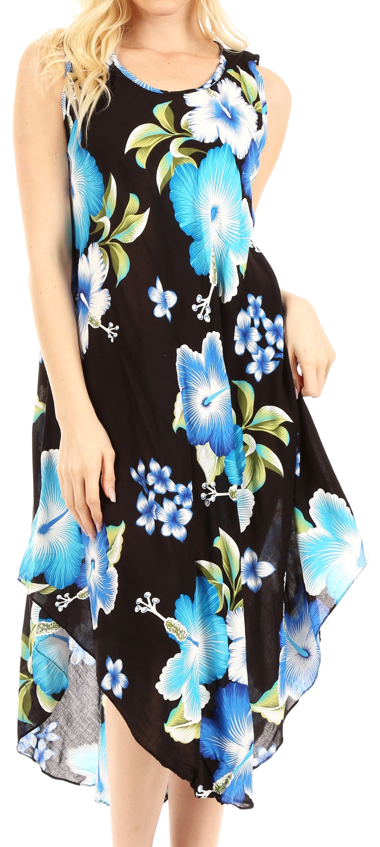 Sakkas Clara Women's Casual Summer Sleeveless Sundress Loose Floral Print Dress - Concordia Style Boutique