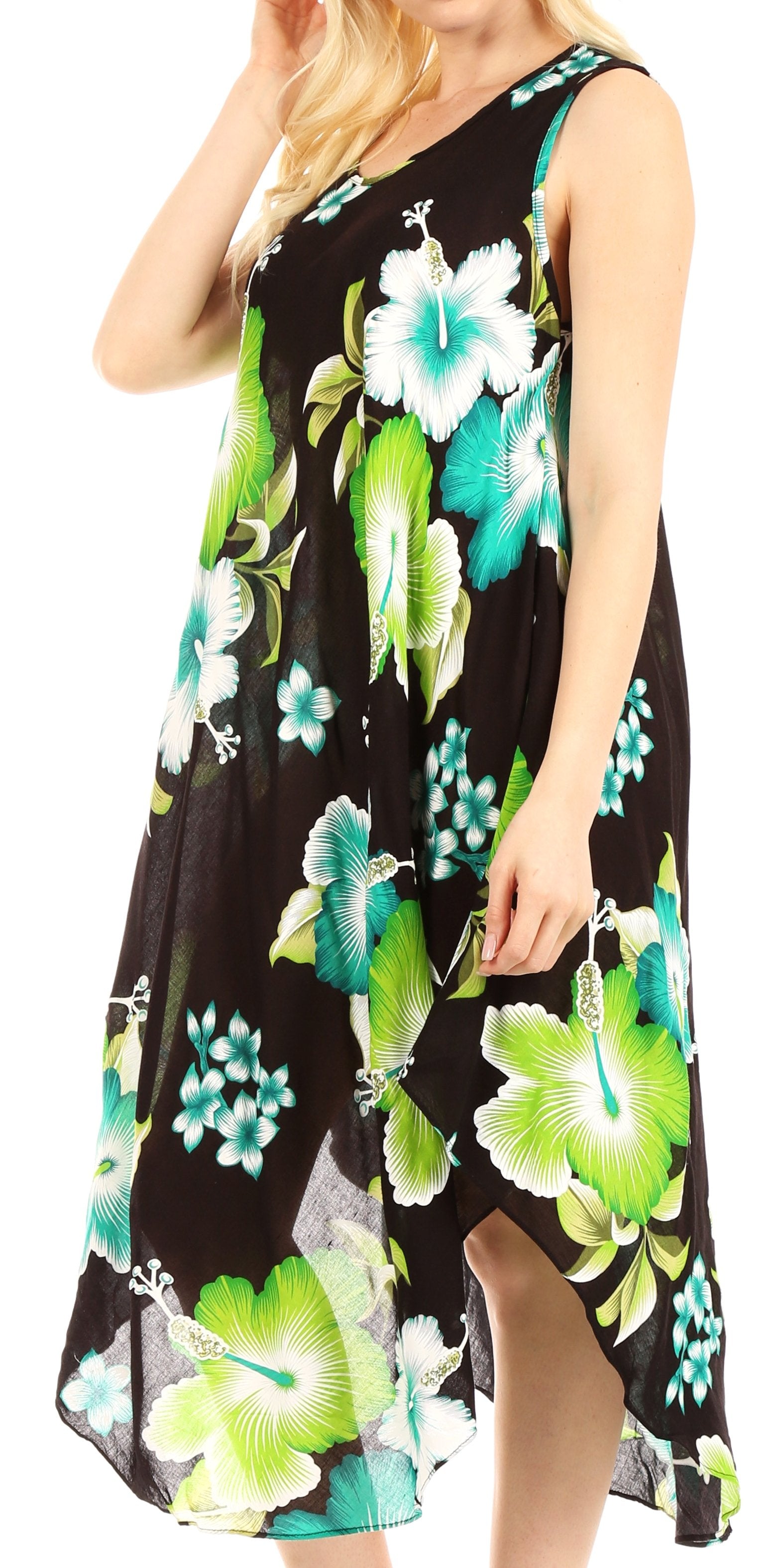 Sakkas Clara Women's Casual Summer Sleeveless Sundress Loose Floral Print Dress - Concordia Style Boutique