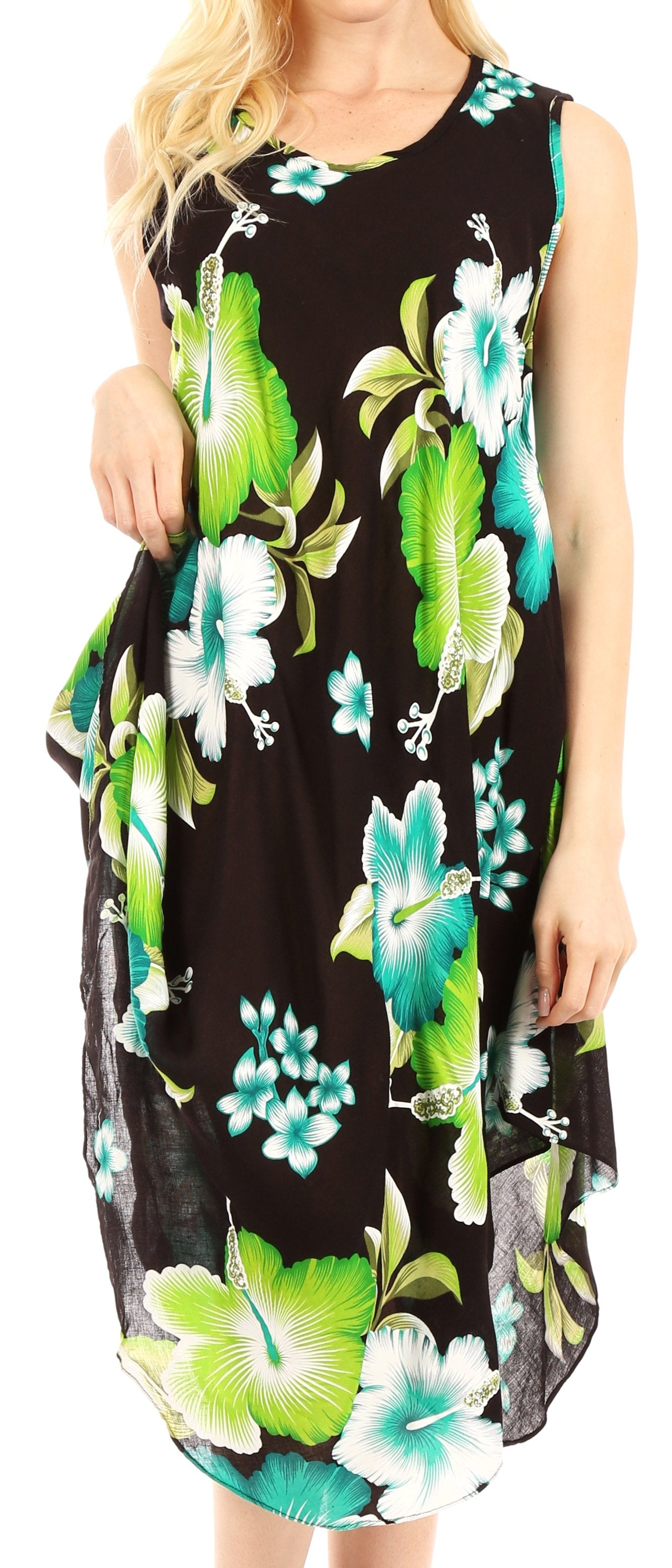 Sakkas Clara Women's Casual Summer Sleeveless Sundress Loose Floral Print Dress - Concordia Style Boutique