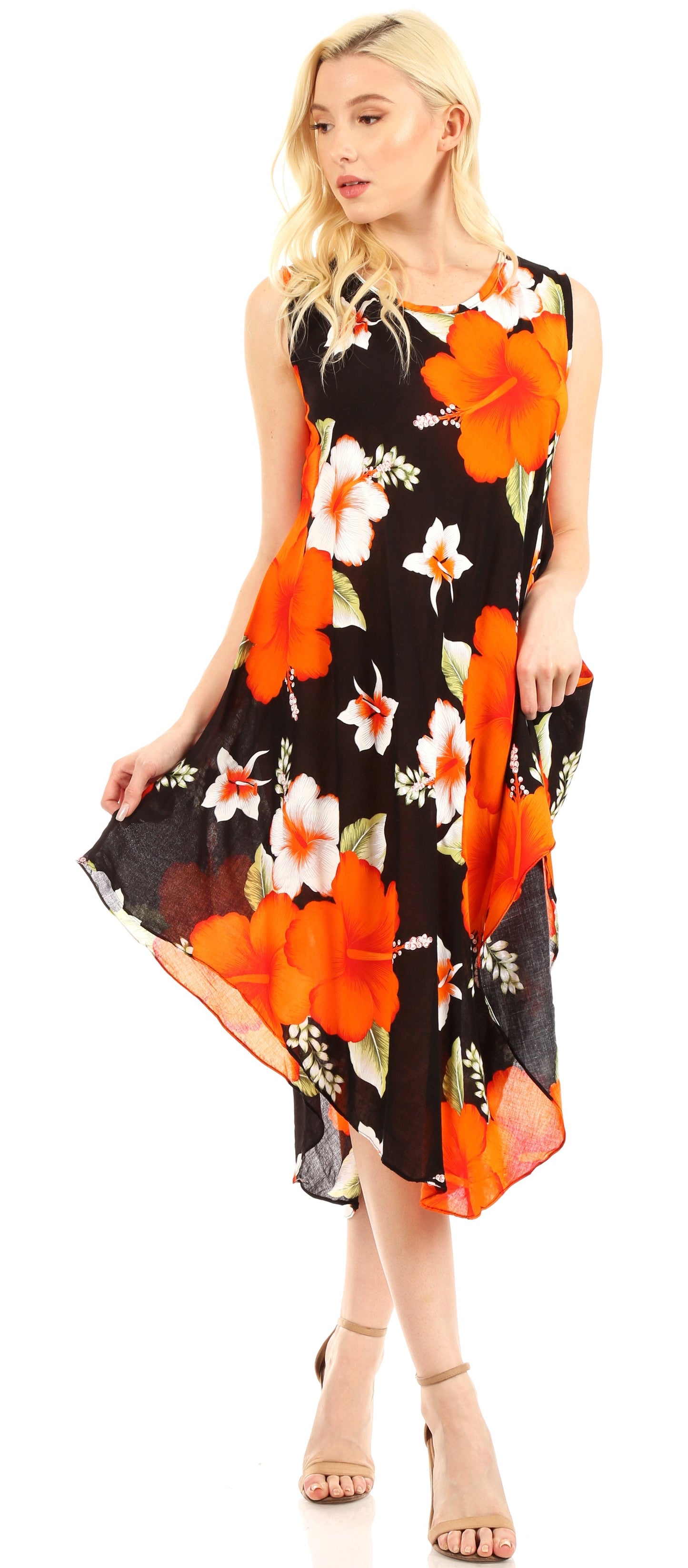 Sakkas Clara Women's Casual Summer Sleeveless Sundress Loose Floral Print Dress - Concordia Style Boutique
