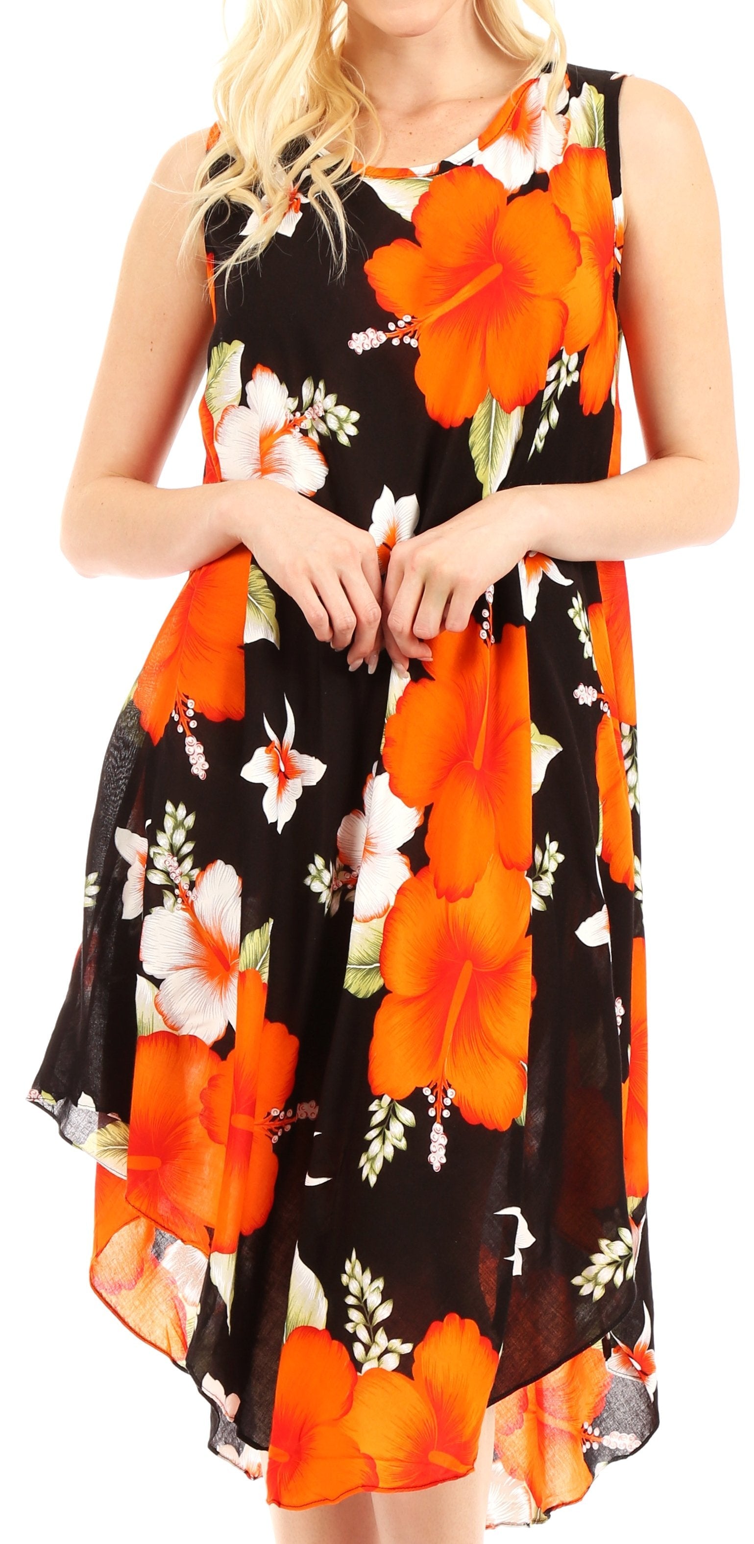 Sakkas Clara Women's Casual Summer Sleeveless Sundress Loose Floral Print Dress - Concordia Style Boutique