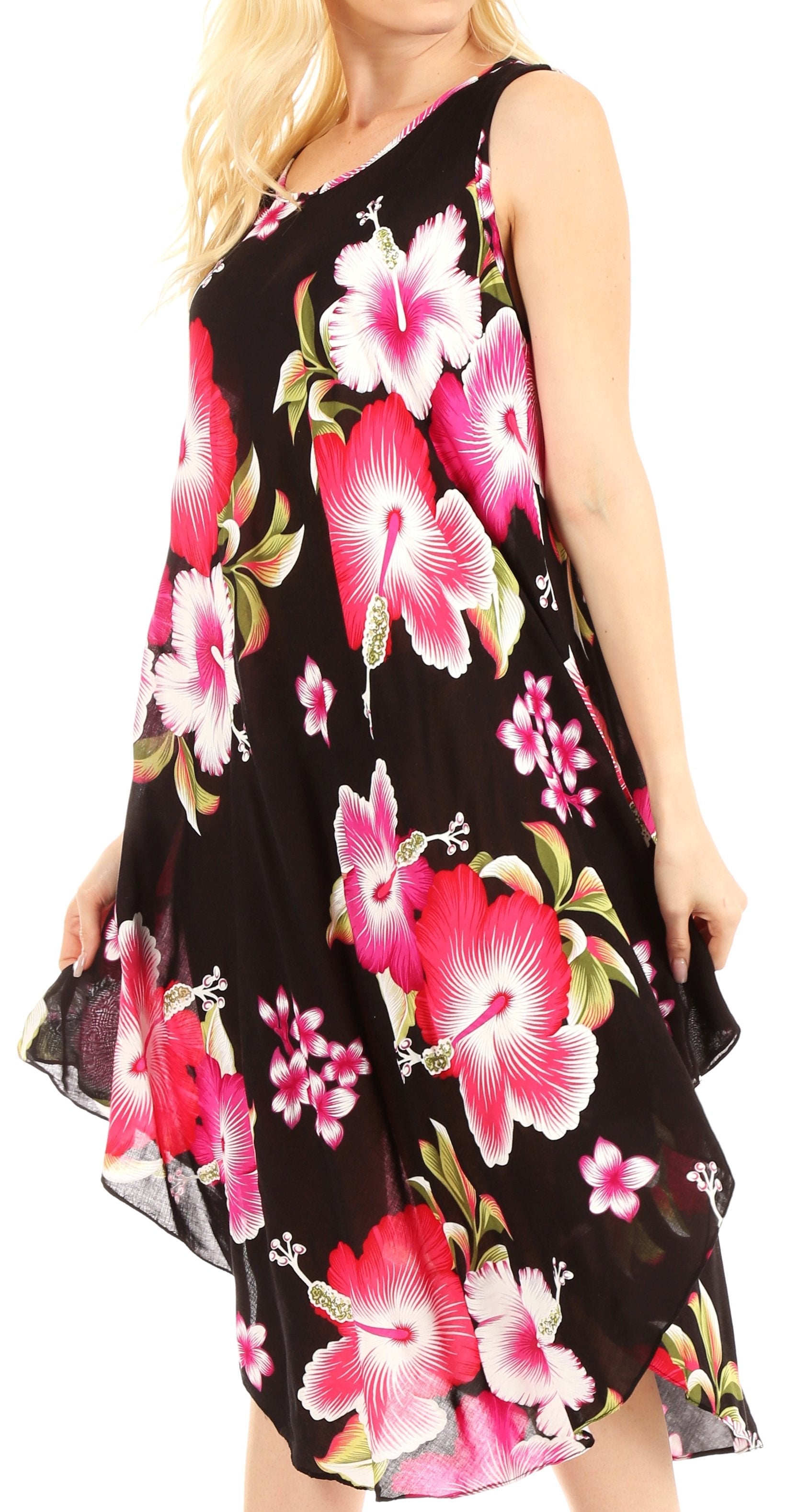 Sakkas Clara Women's Casual Summer Sleeveless Sundress Loose Floral Print Dress - Concordia Style Boutique