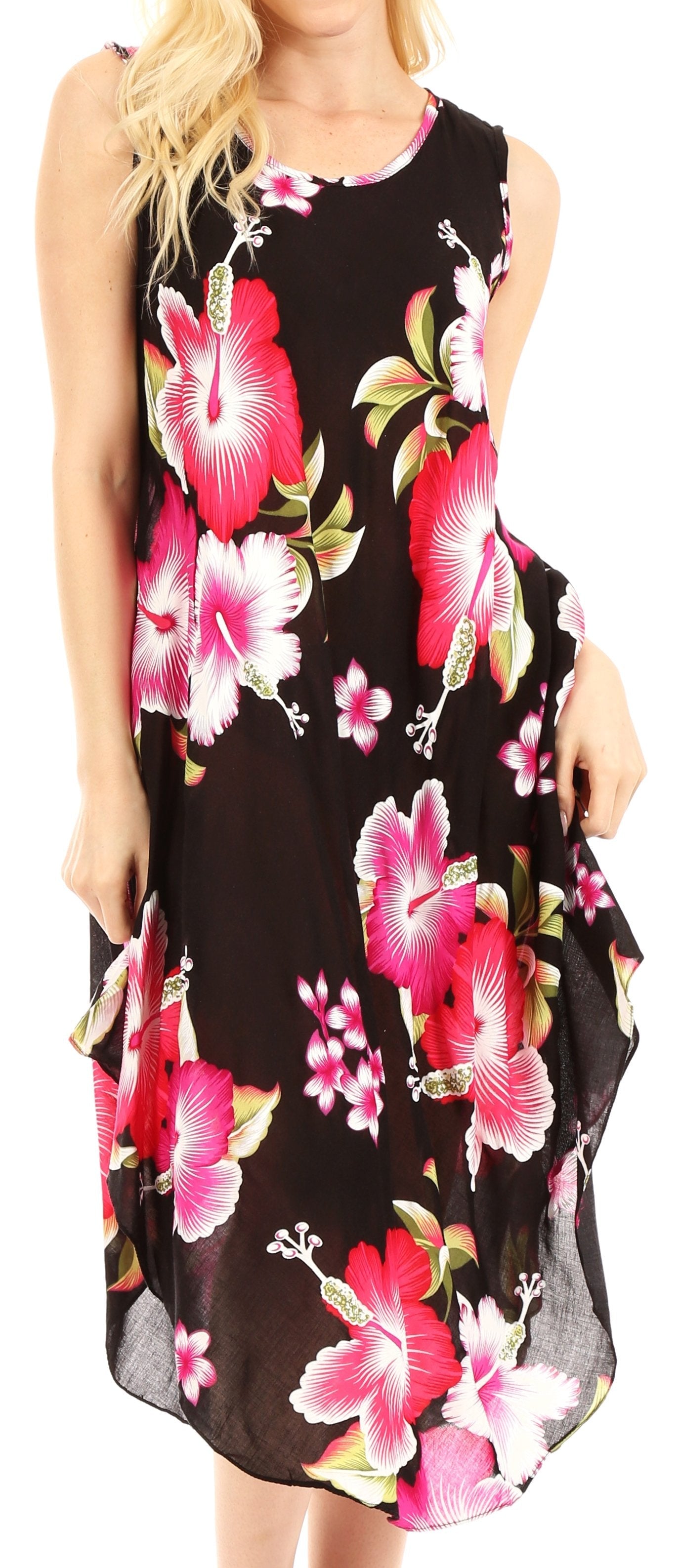 Sakkas Clara Women's Casual Summer Sleeveless Sundress Loose Floral Print Dress - Concordia Style Boutique