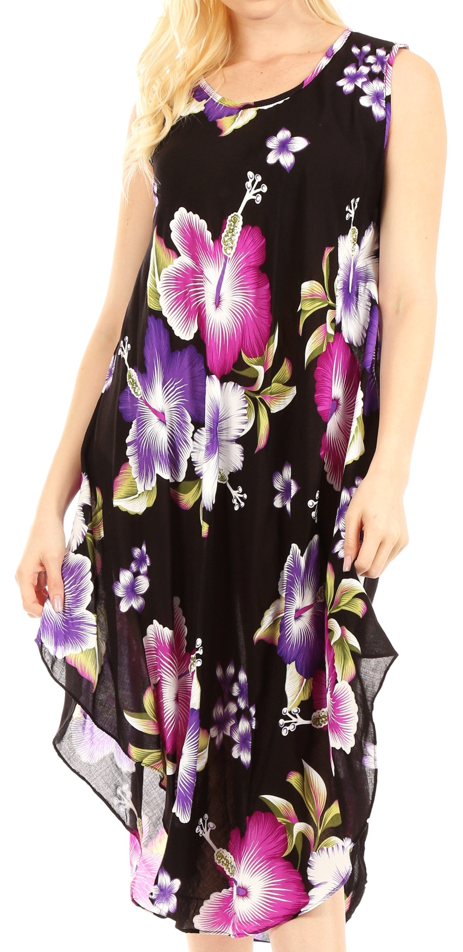 Sakkas Clara Women's Casual Summer Sleeveless Sundress Loose Floral Print Dress - Concordia Style Boutique