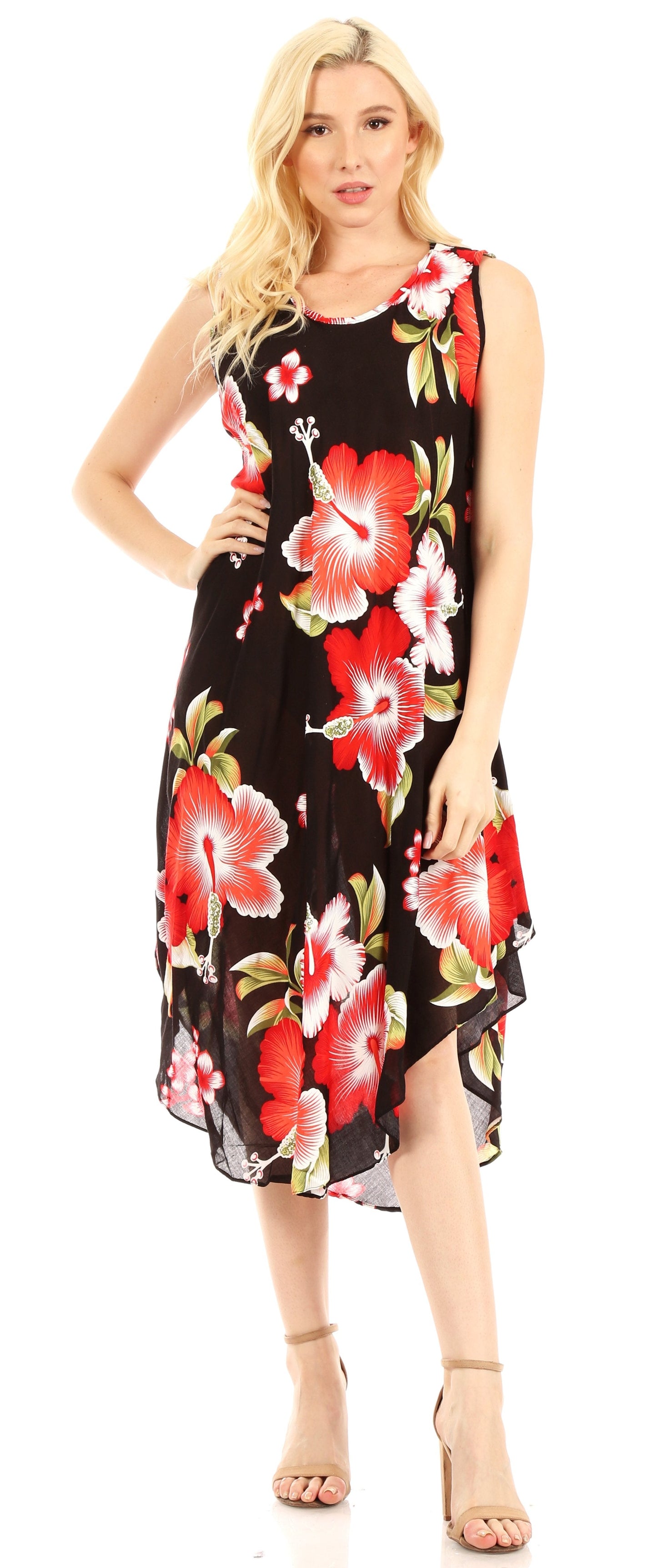 Sakkas Clara Women's Casual Summer Sleeveless Sundress Loose Floral Print Dress - Concordia Style Boutique