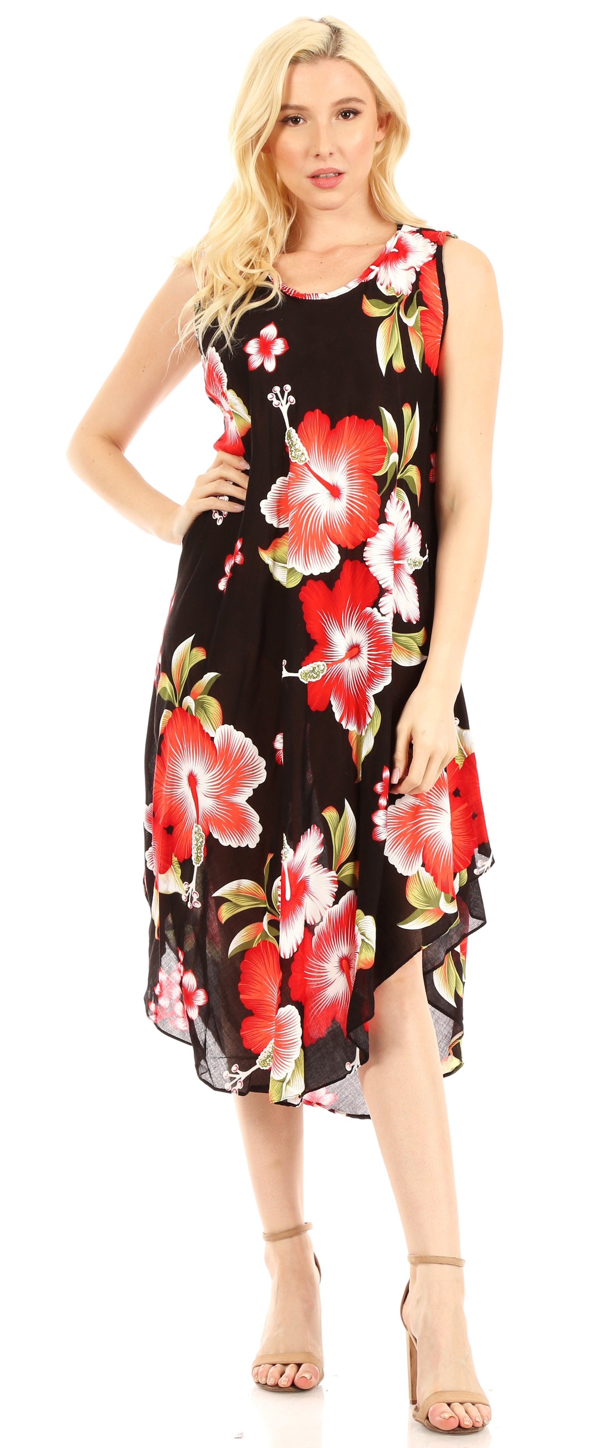 Sakkas Clara Women's Casual Summer Sleeveless Sundress Loose Floral Print Dress - Concordia Style Boutique