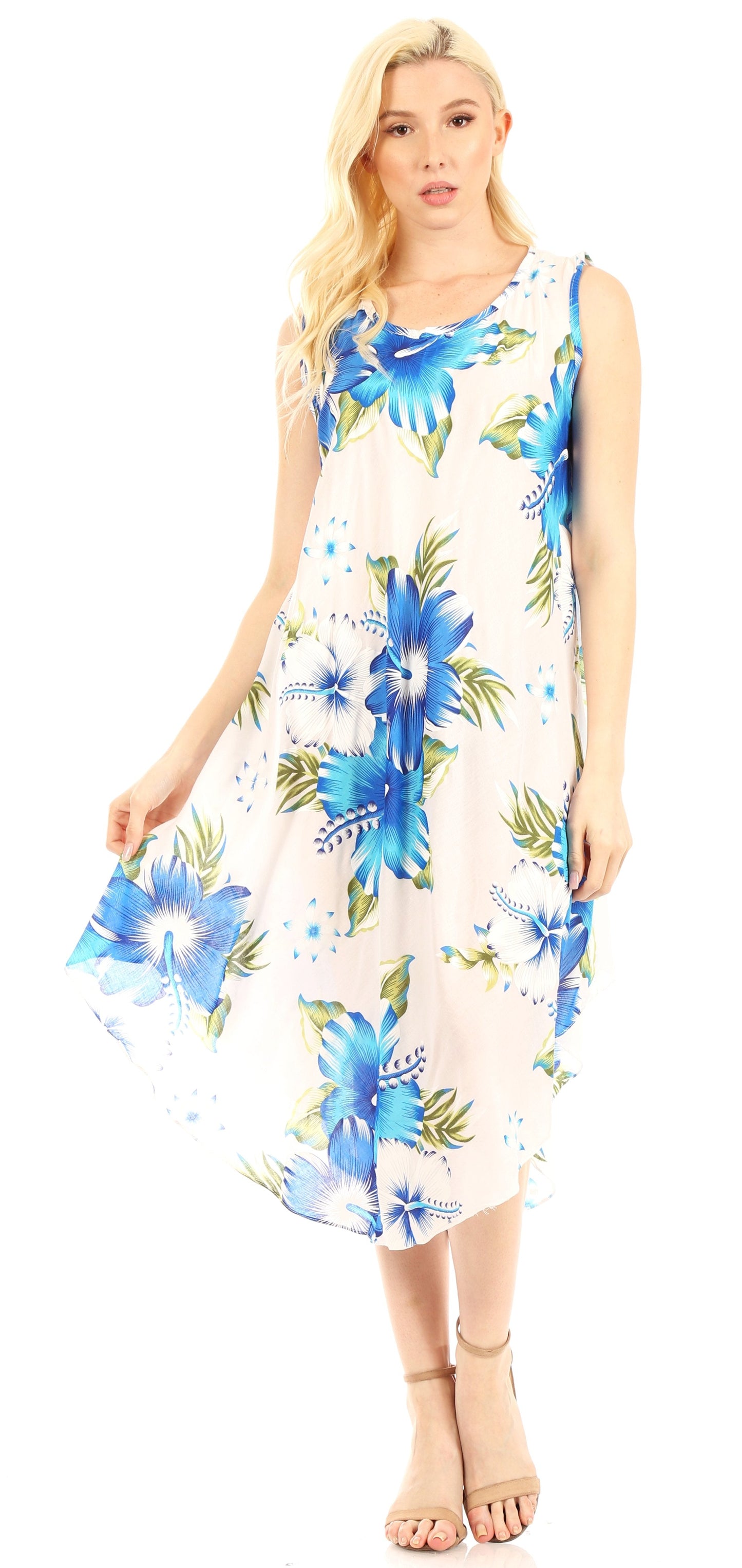 Sakkas Clara Women's Casual Summer Sleeveless Sundress Loose Floral Print Dress - Concordia Style Boutique