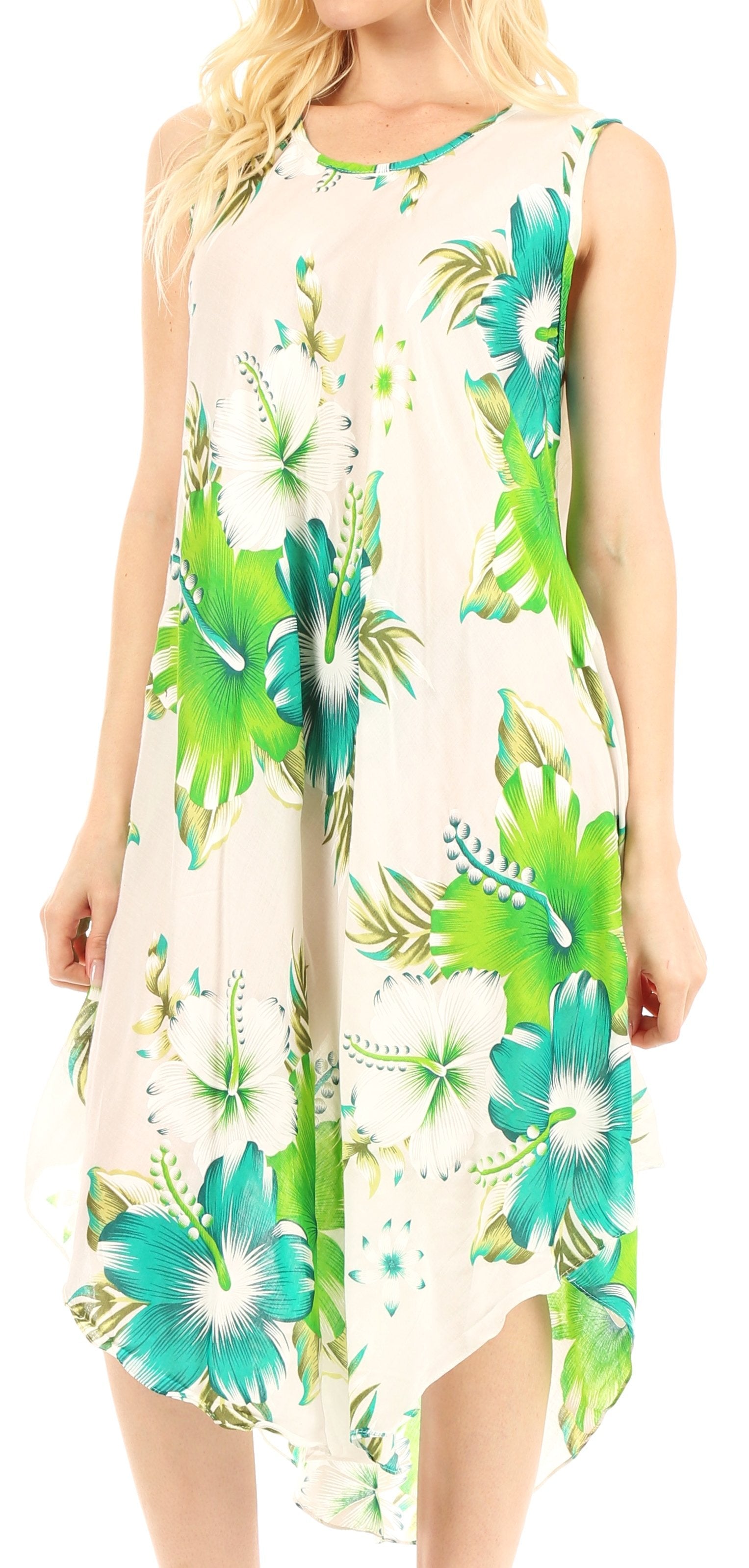 Sakkas Clara Women's Casual Summer Sleeveless Sundress Loose Floral Print Dress - Concordia Style Boutique
