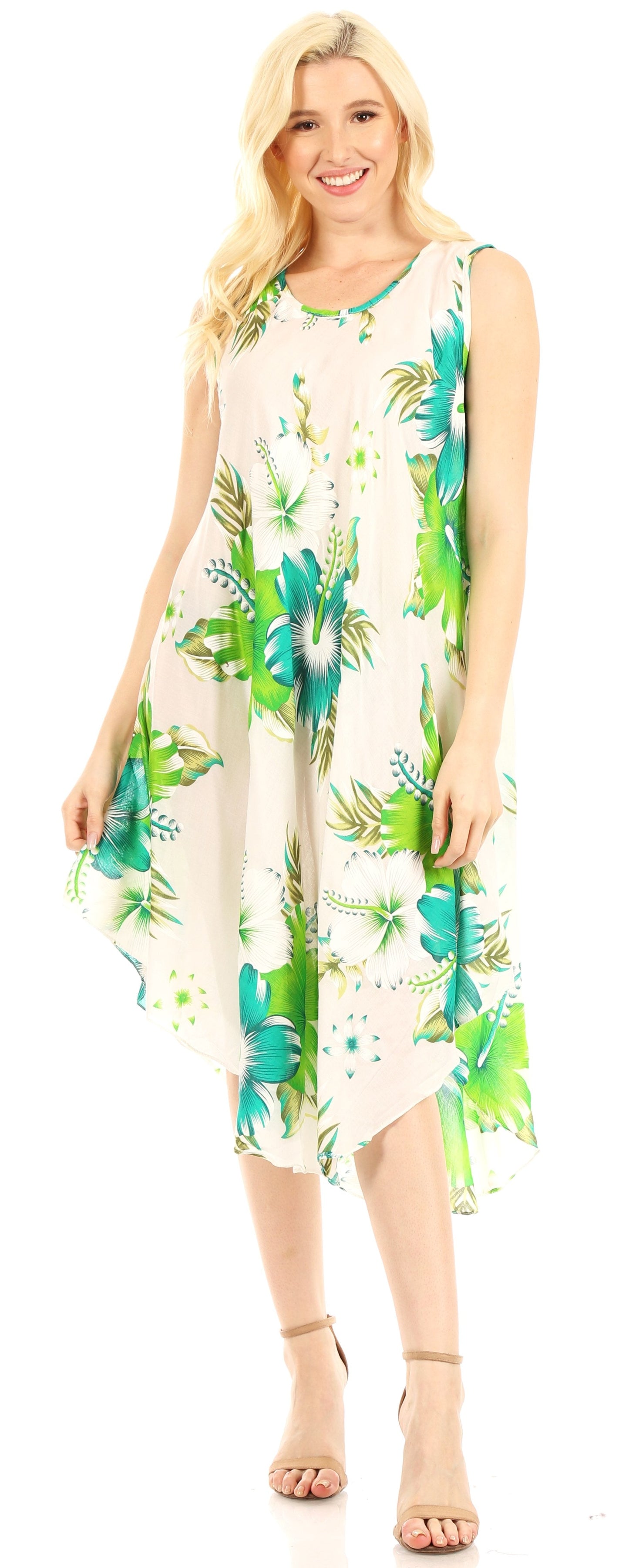 Sakkas Clara Women's Casual Summer Sleeveless Sundress Loose Floral Print Dress - Concordia Style Boutique