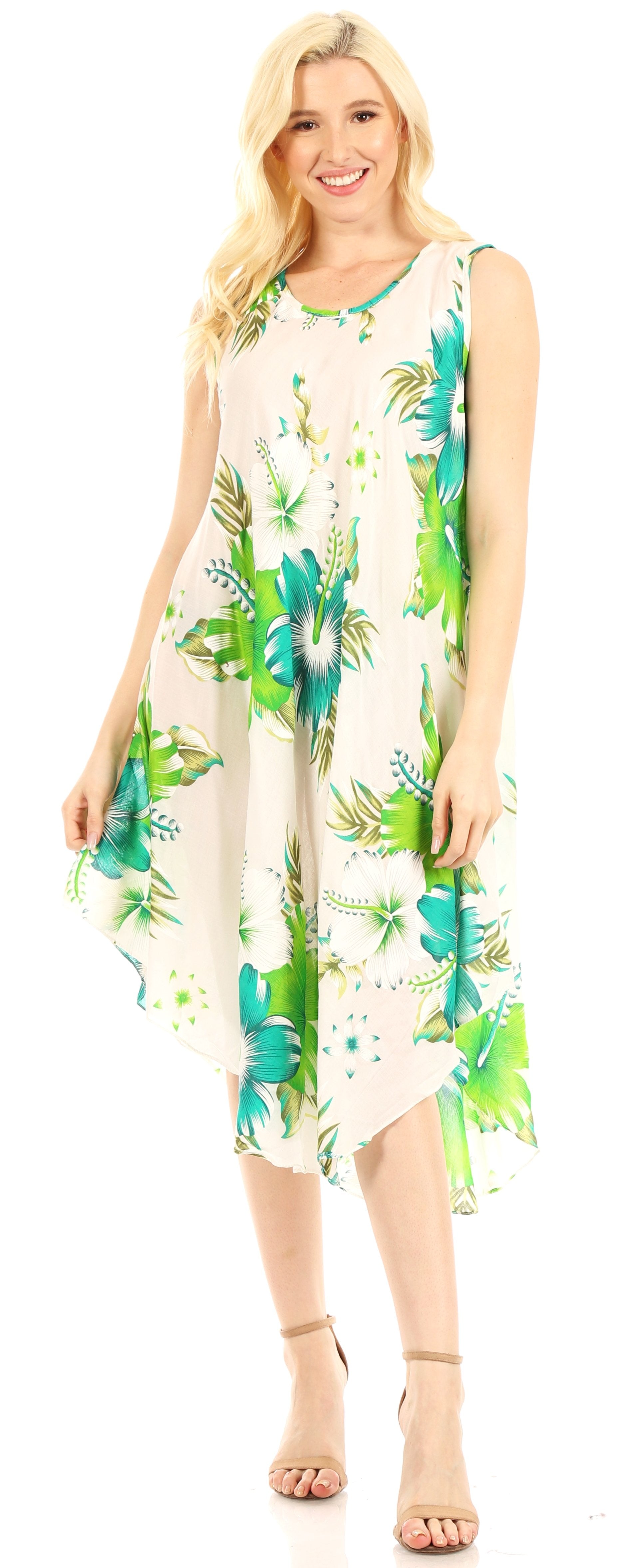 Sakkas Clara Women's Casual Summer Sleeveless Sundress Loose Floral Print Dress - Concordia Style Boutique