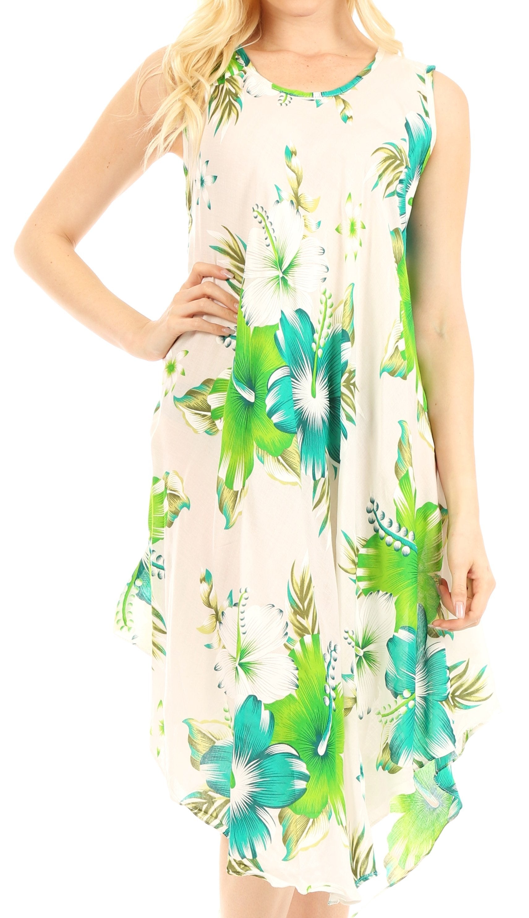 Sakkas Clara Women's Casual Summer Sleeveless Sundress Loose Floral Print Dress - Concordia Style Boutique