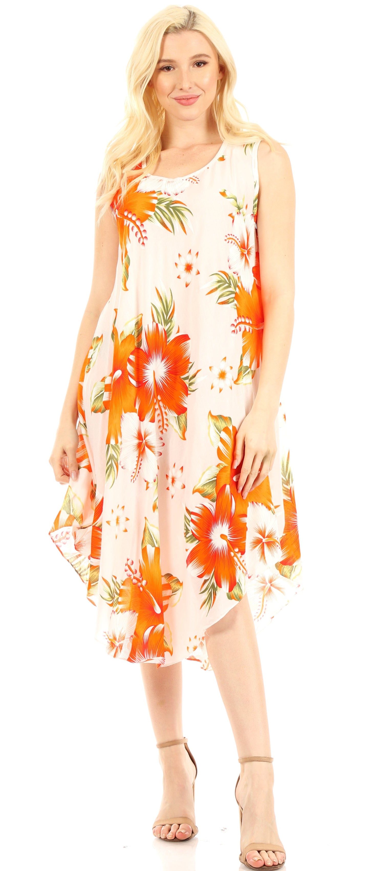 Sakkas Clara Women's Casual Summer Sleeveless Sundress Loose Floral Print Dress - Concordia Style Boutique