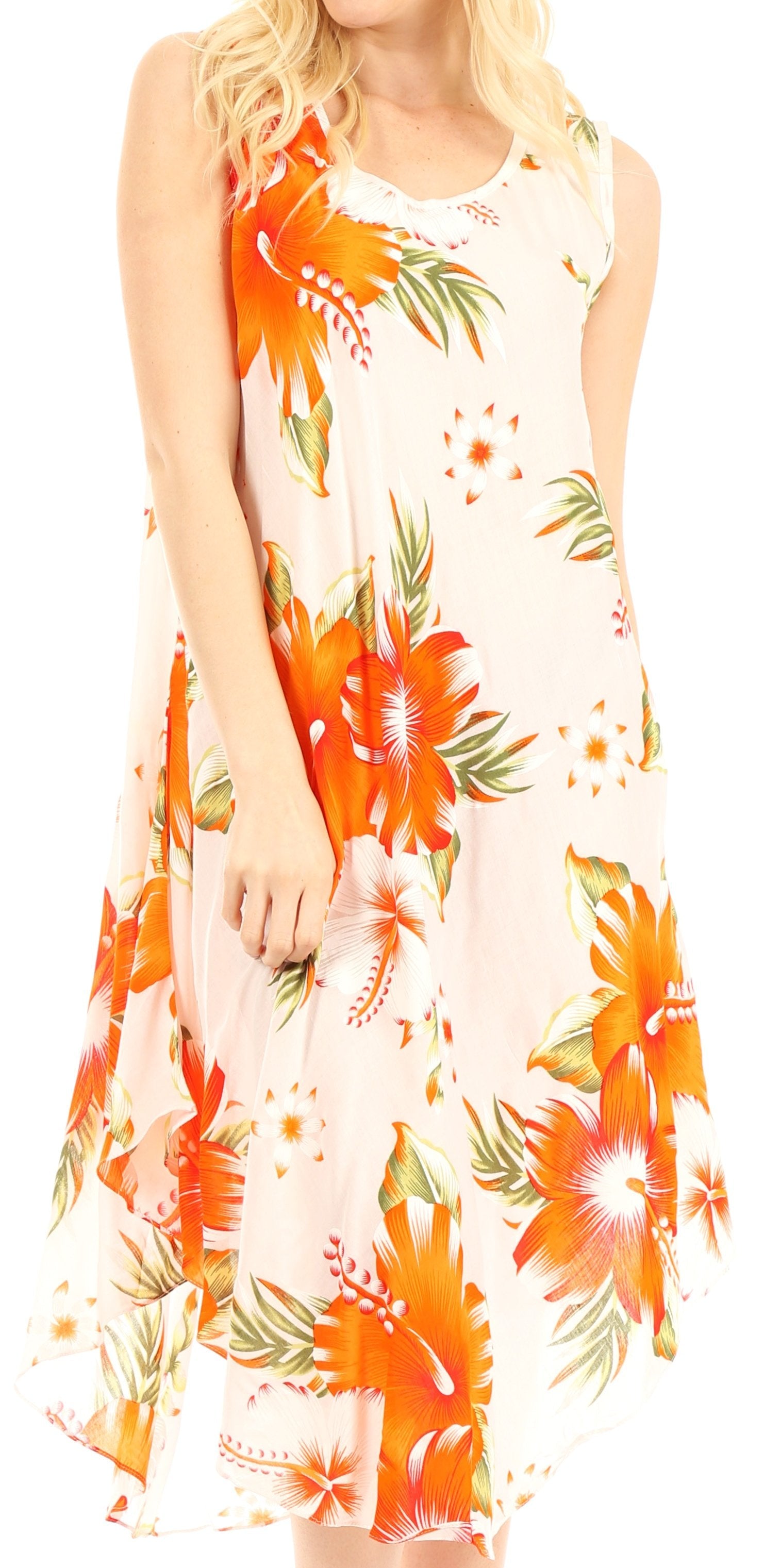 Sakkas Clara Women's Casual Summer Sleeveless Sundress Loose Floral Print Dress - Concordia Style Boutique