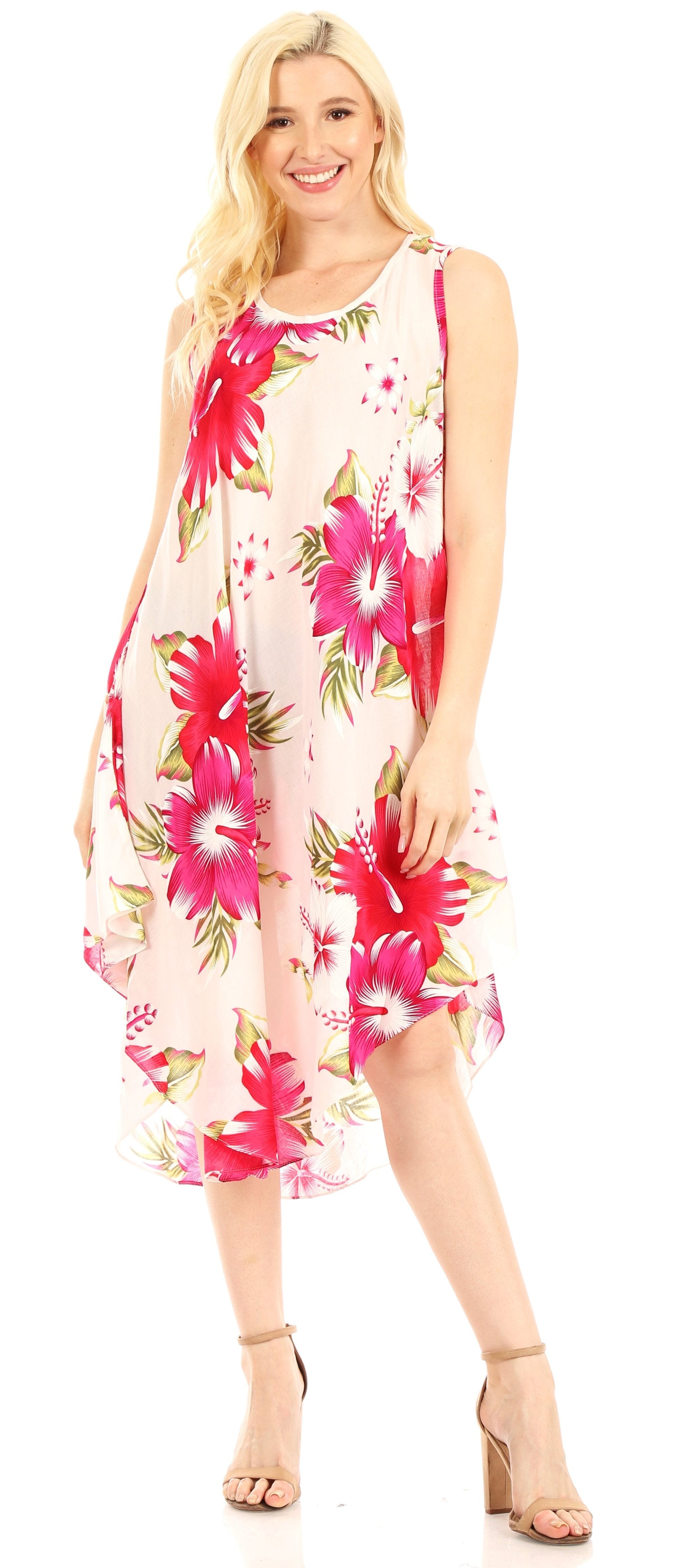 Sakkas Clara Women's Casual Summer Sleeveless Sundress Loose Floral Print Dress - Concordia Style Boutique