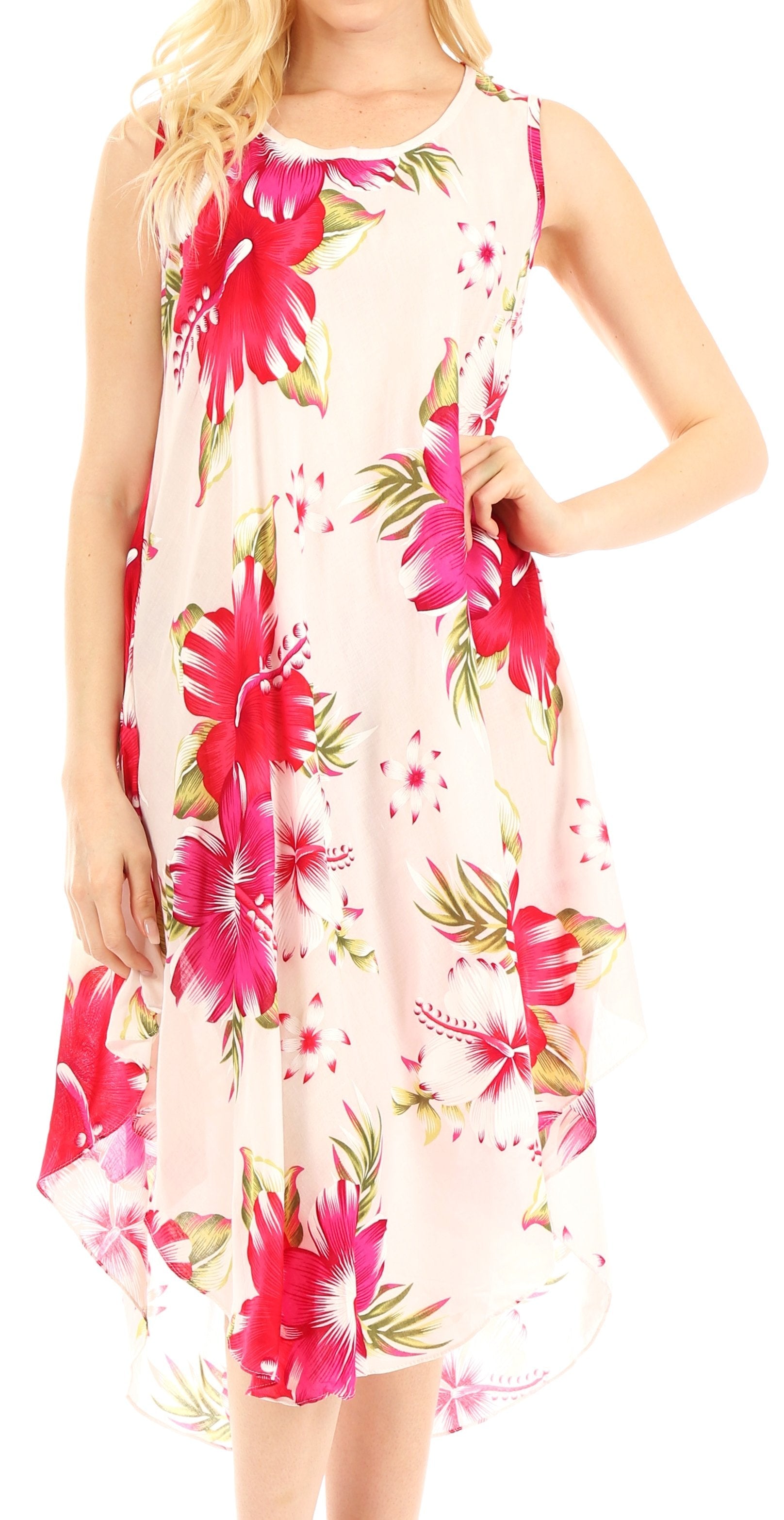 Sakkas Clara Women's Casual Summer Sleeveless Sundress Loose Floral Print Dress - Concordia Style Boutique