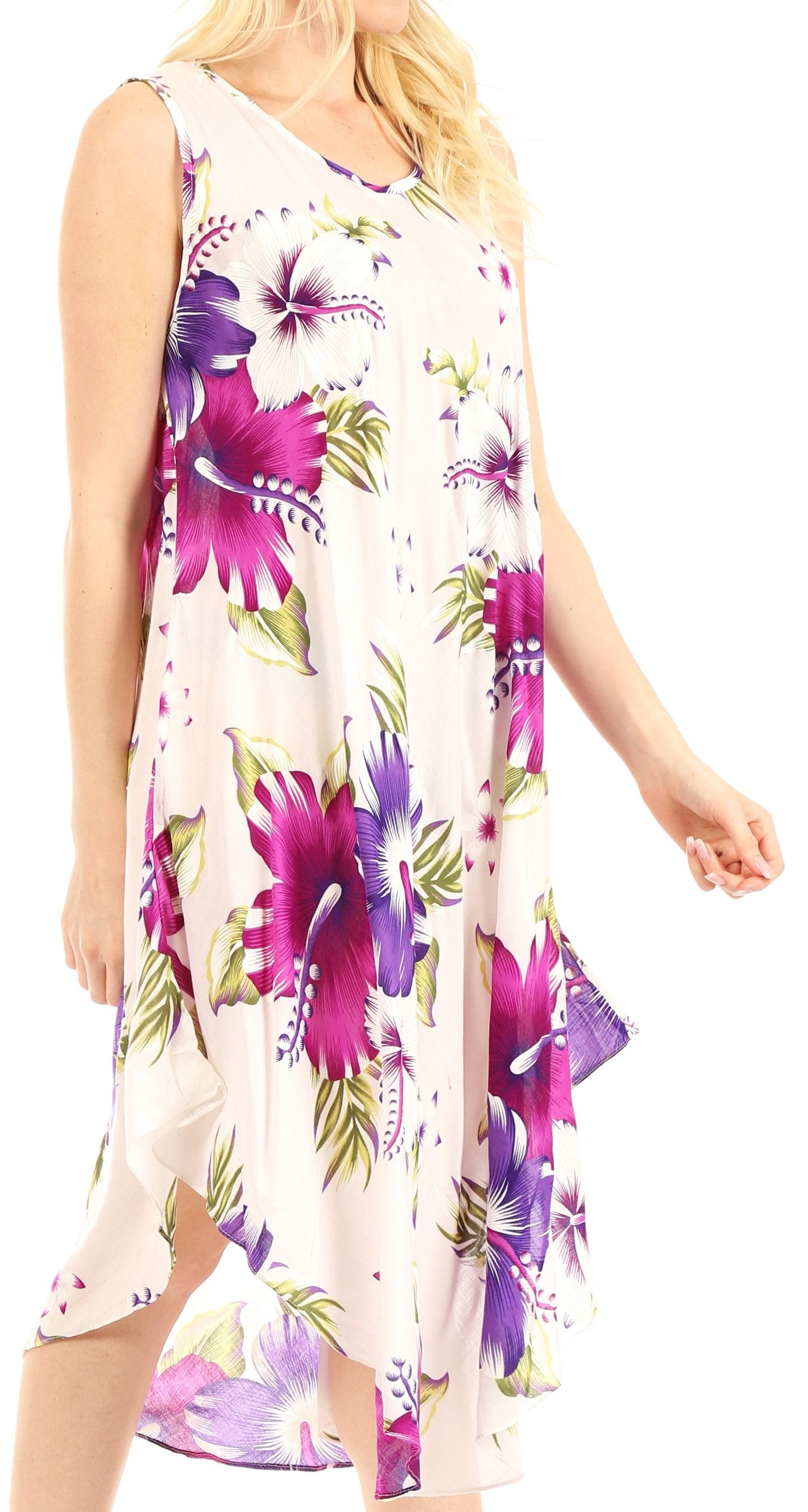 Sakkas Clara Women's Casual Summer Sleeveless Sundress Loose Floral Print Dress - Concordia Style Boutique