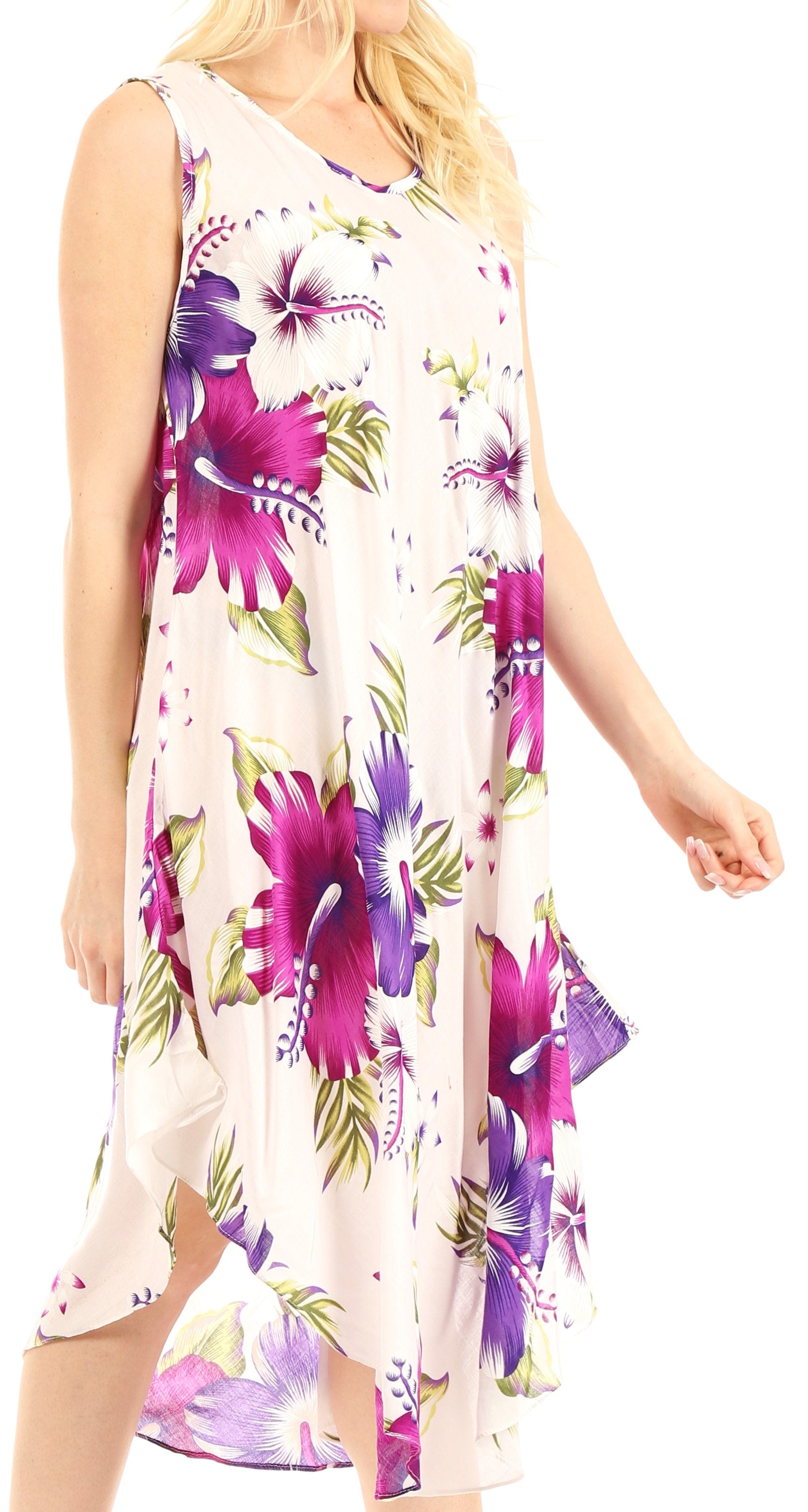 Sakkas Clara Women's Casual Summer Sleeveless Sundress Loose Floral Print Dress - Concordia Style Boutique