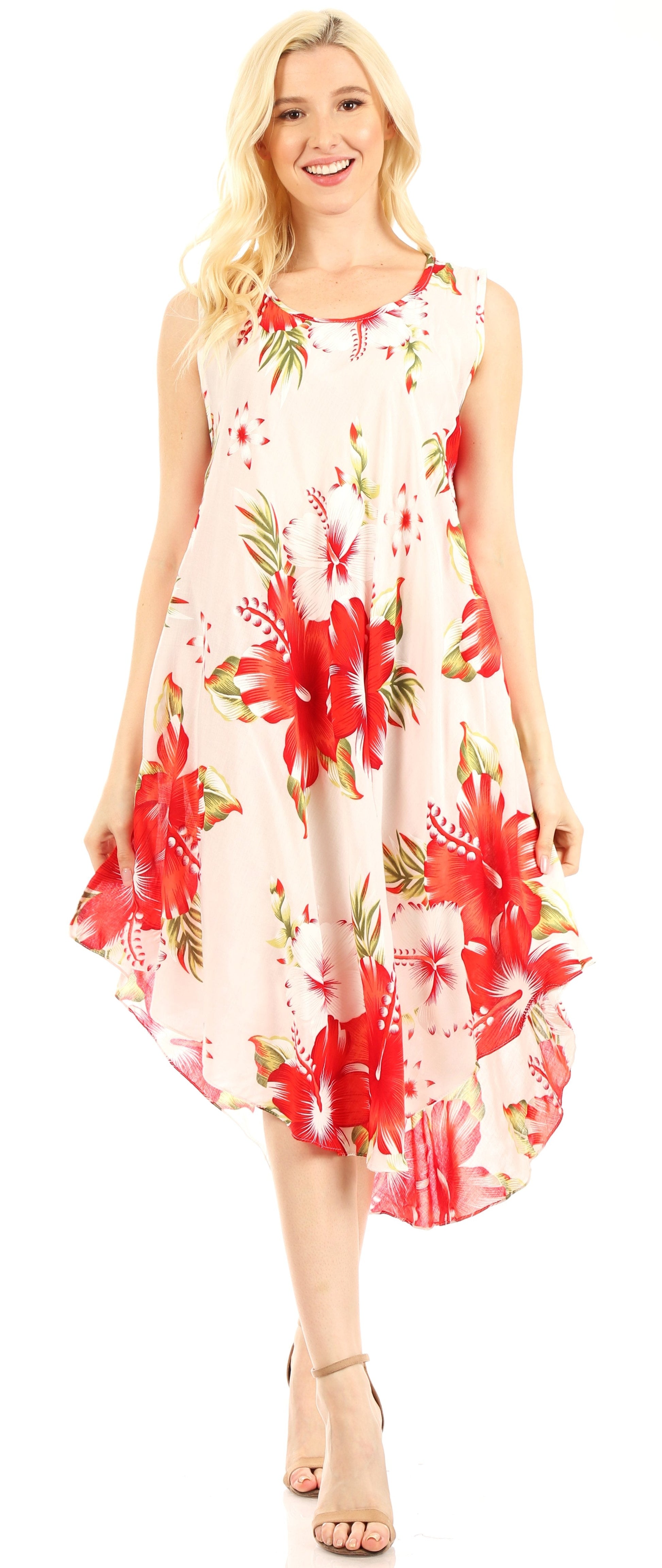 Sakkas Clara Women's Casual Summer Sleeveless Sundress Loose Floral Print Dress - Concordia Style Boutique