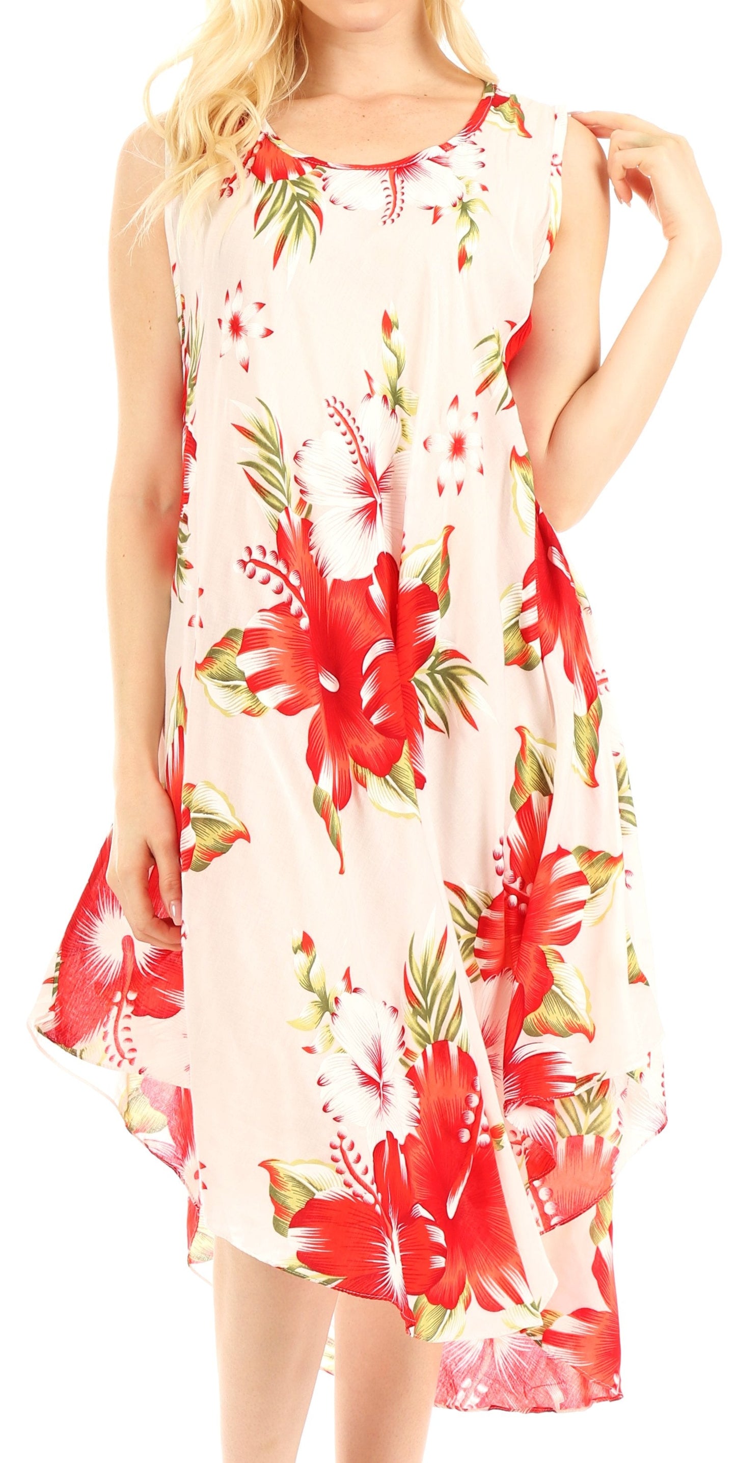 Sakkas Clara Women's Casual Summer Sleeveless Sundress Loose Floral Print Dress - Concordia Style Boutique
