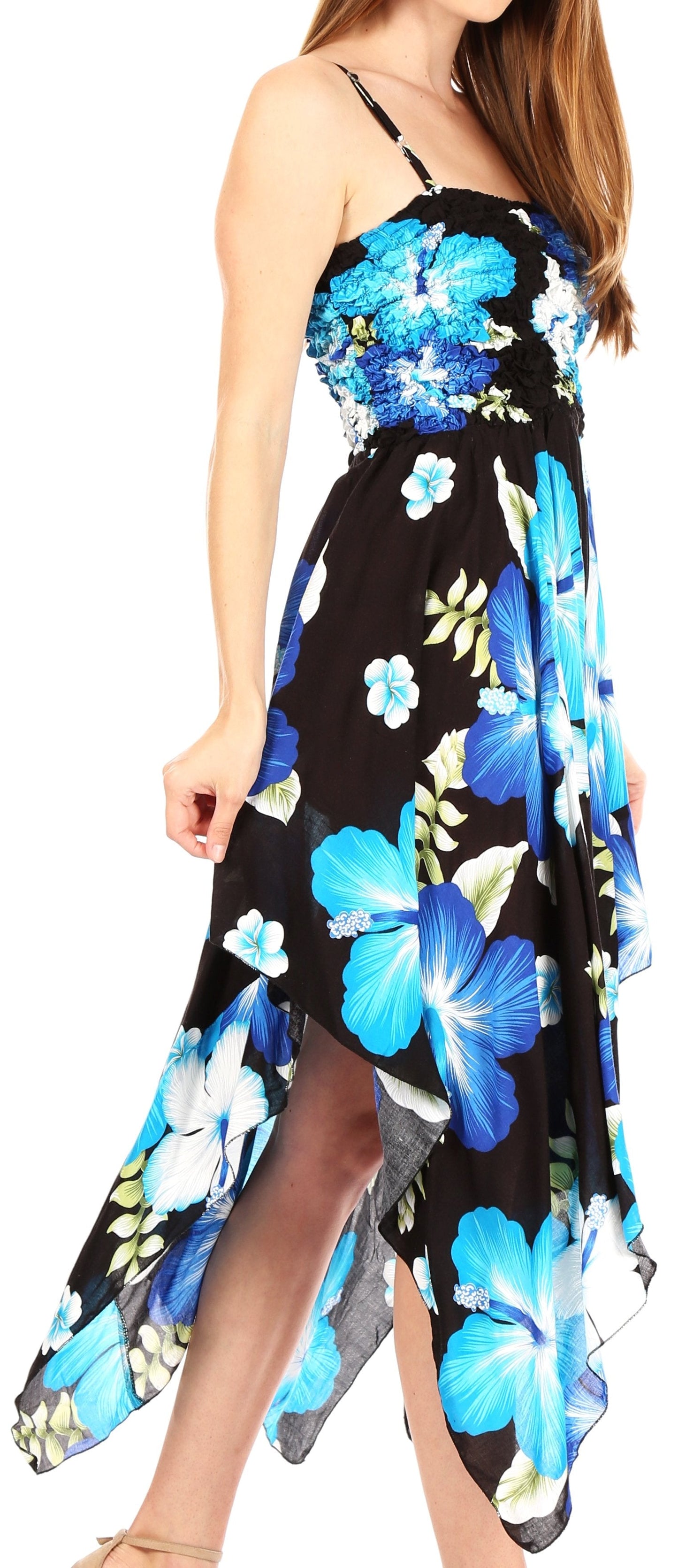 Sakkas Hamisi Women's Tube Spaghetti Strap Floral Print Summer Casual Short Dress - Concordia Style Boutique