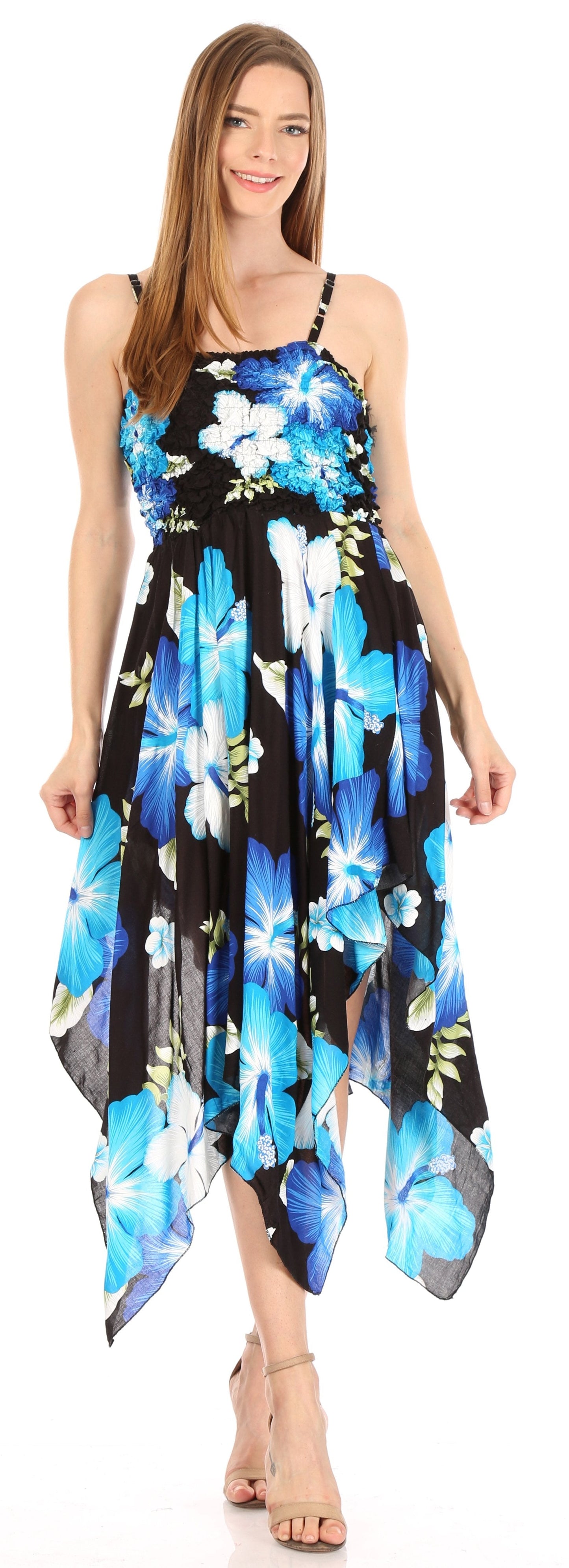 Sakkas Hamisi Women's Tube Spaghetti Strap Floral Print Summer Casual Short Dress - Concordia Style Boutique