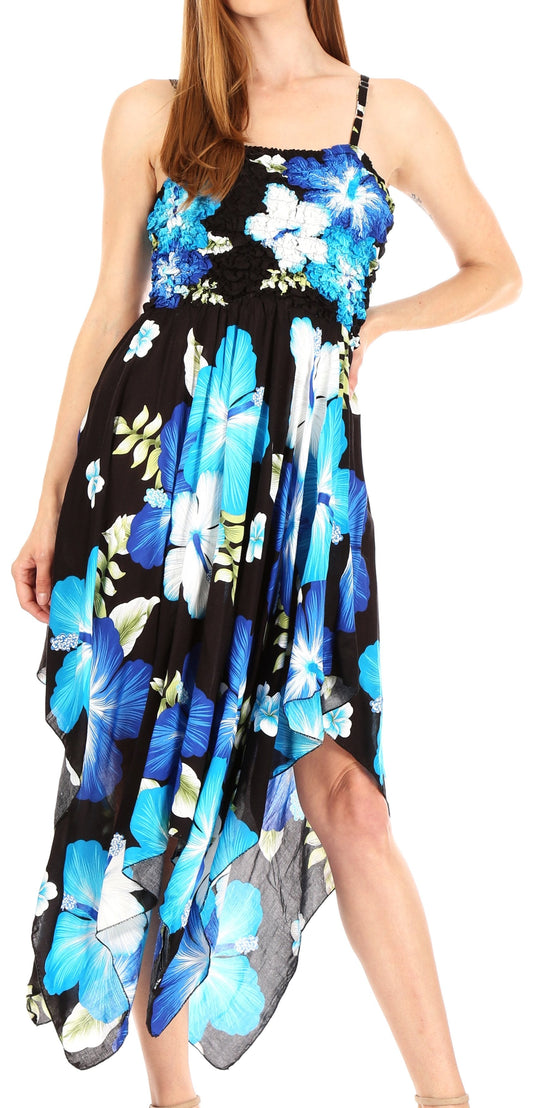 Sakkas Hamisi Women's Tube Spaghetti Strap Floral Print Summer Casual Short Dress - Concordia Style Boutique