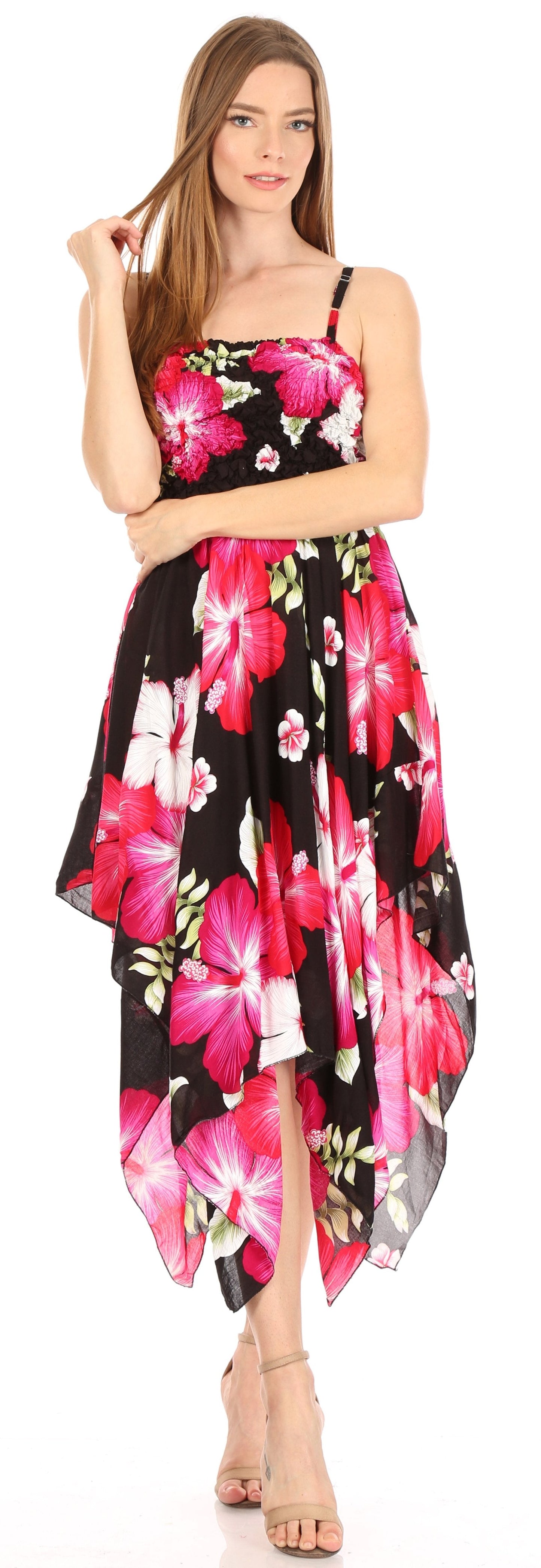 Sakkas Hamisi Women's Tube Spaghetti Strap Floral Print Summer Casual Short Dress - Concordia Style Boutique